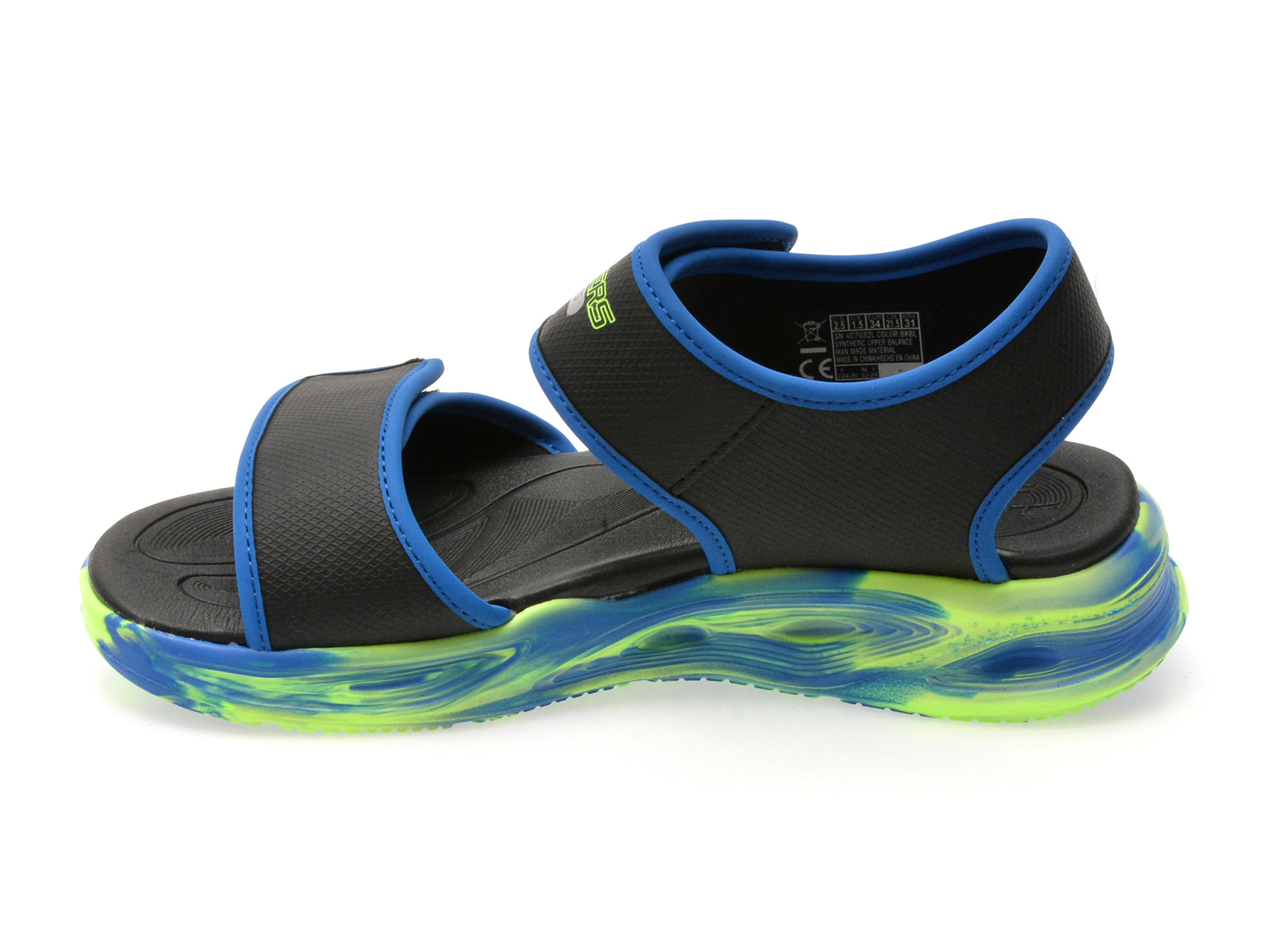 Sandale SKECHERS negre, SOLA GLOW SANDAL, din piele ecologica