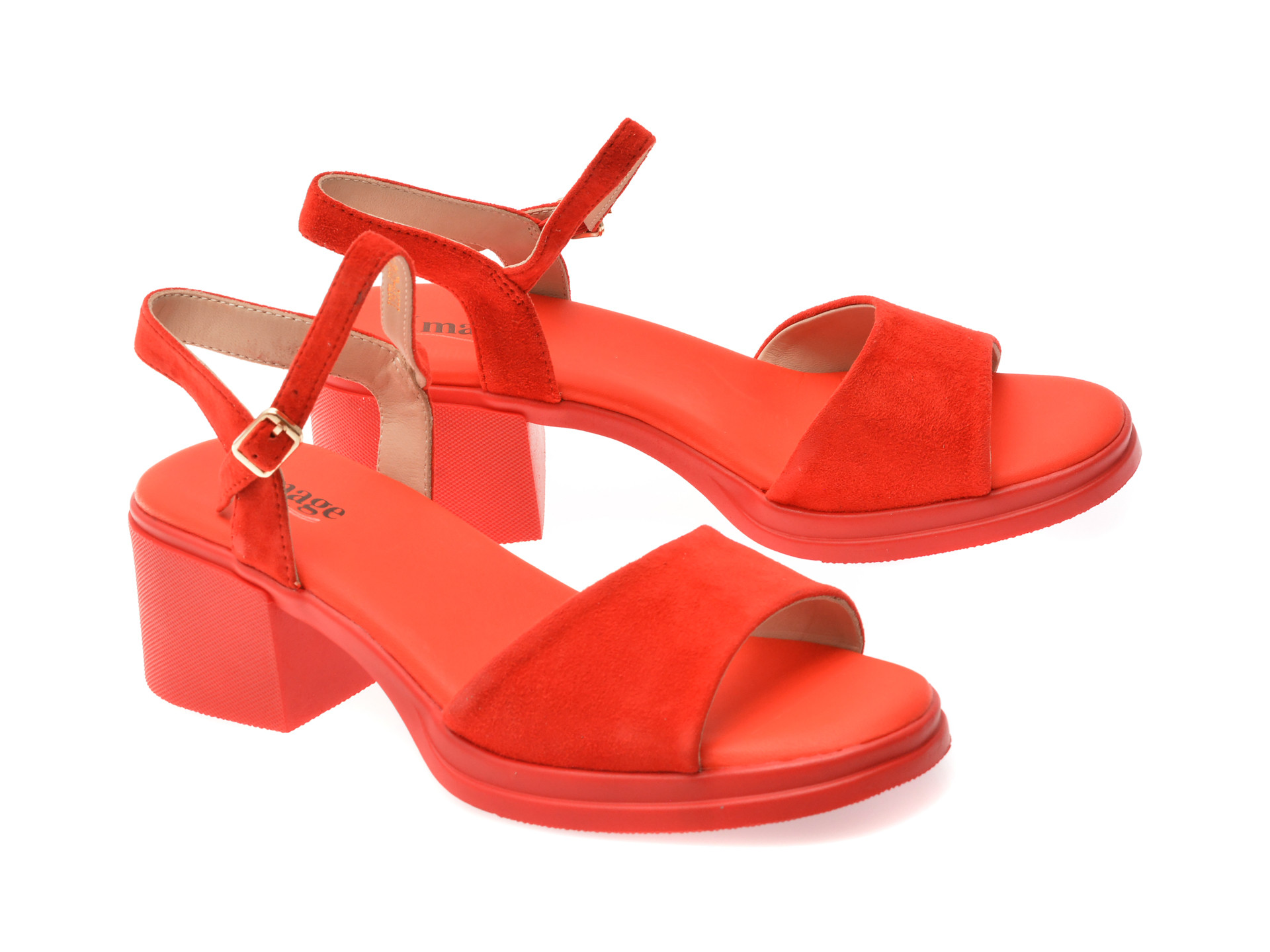 Sandale IMAGE rosii, 2978, din piele intoarsa