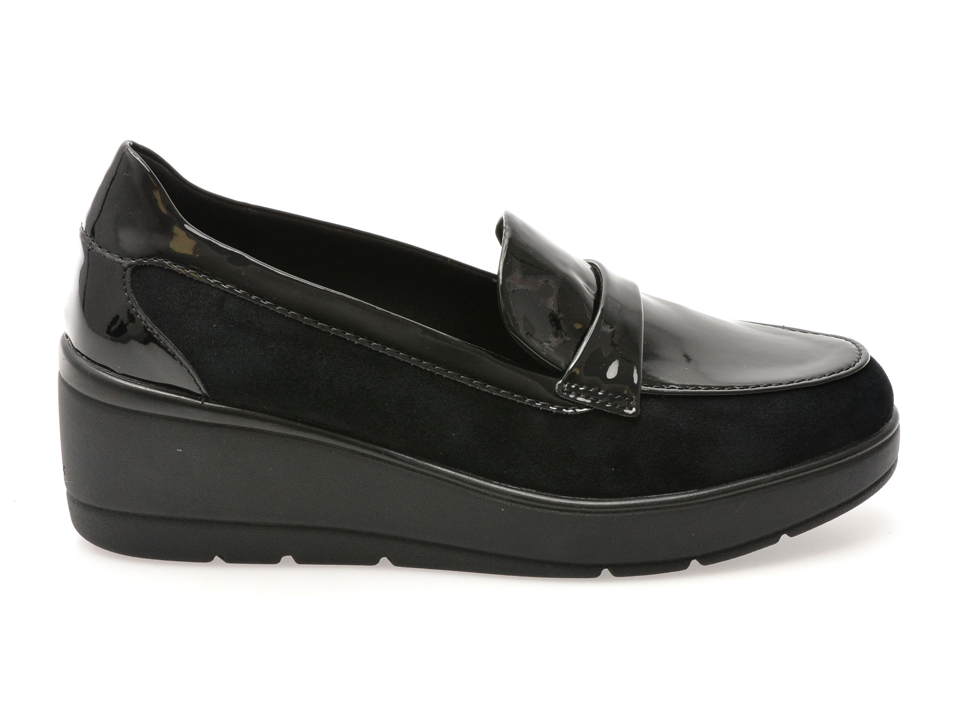 Mocasini GEOX negri, D46RAB, din piele intoarsa