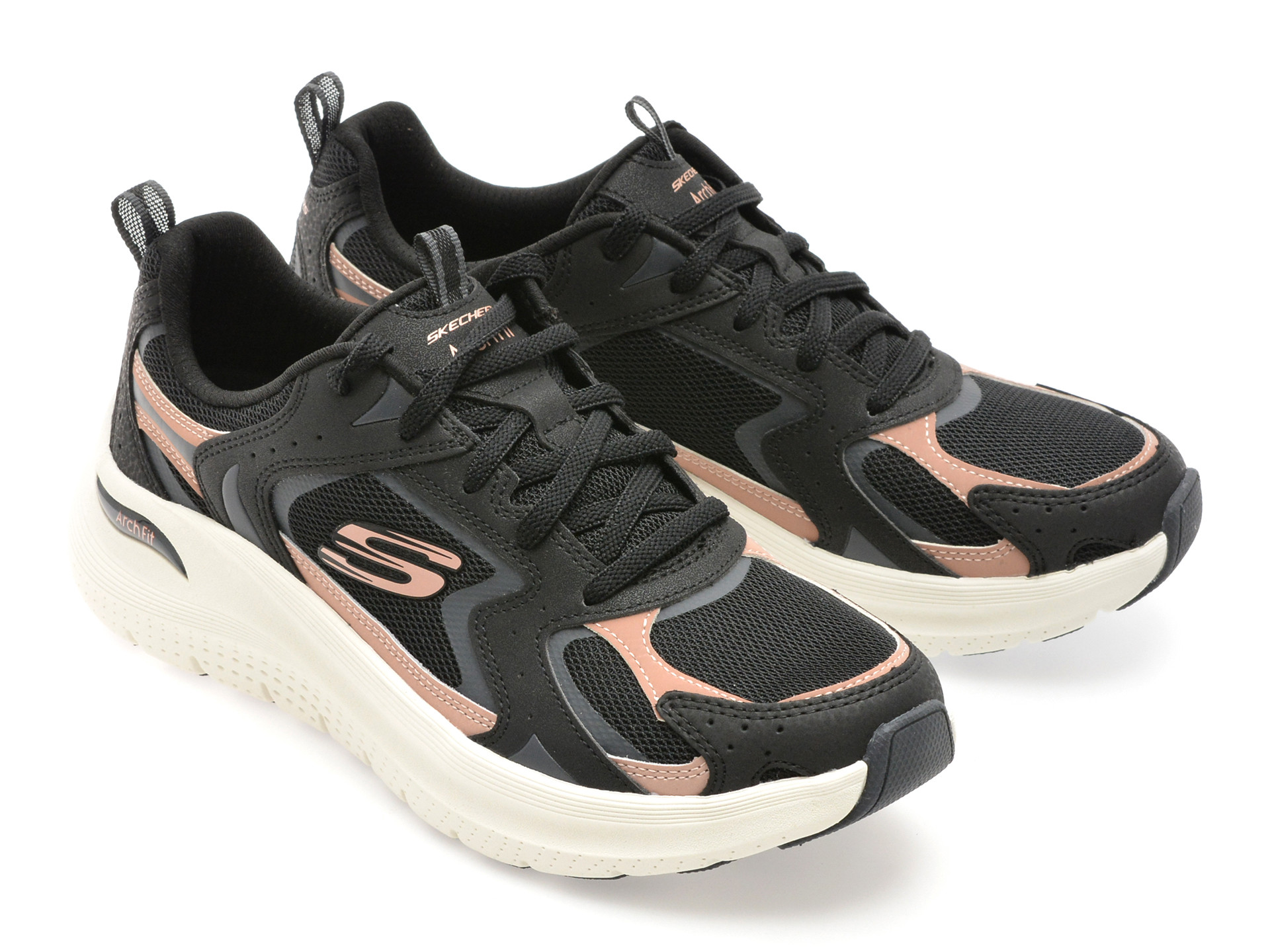 Pantofi sport SKECHERS negri, ARCH FIT 2.0, din material textil
