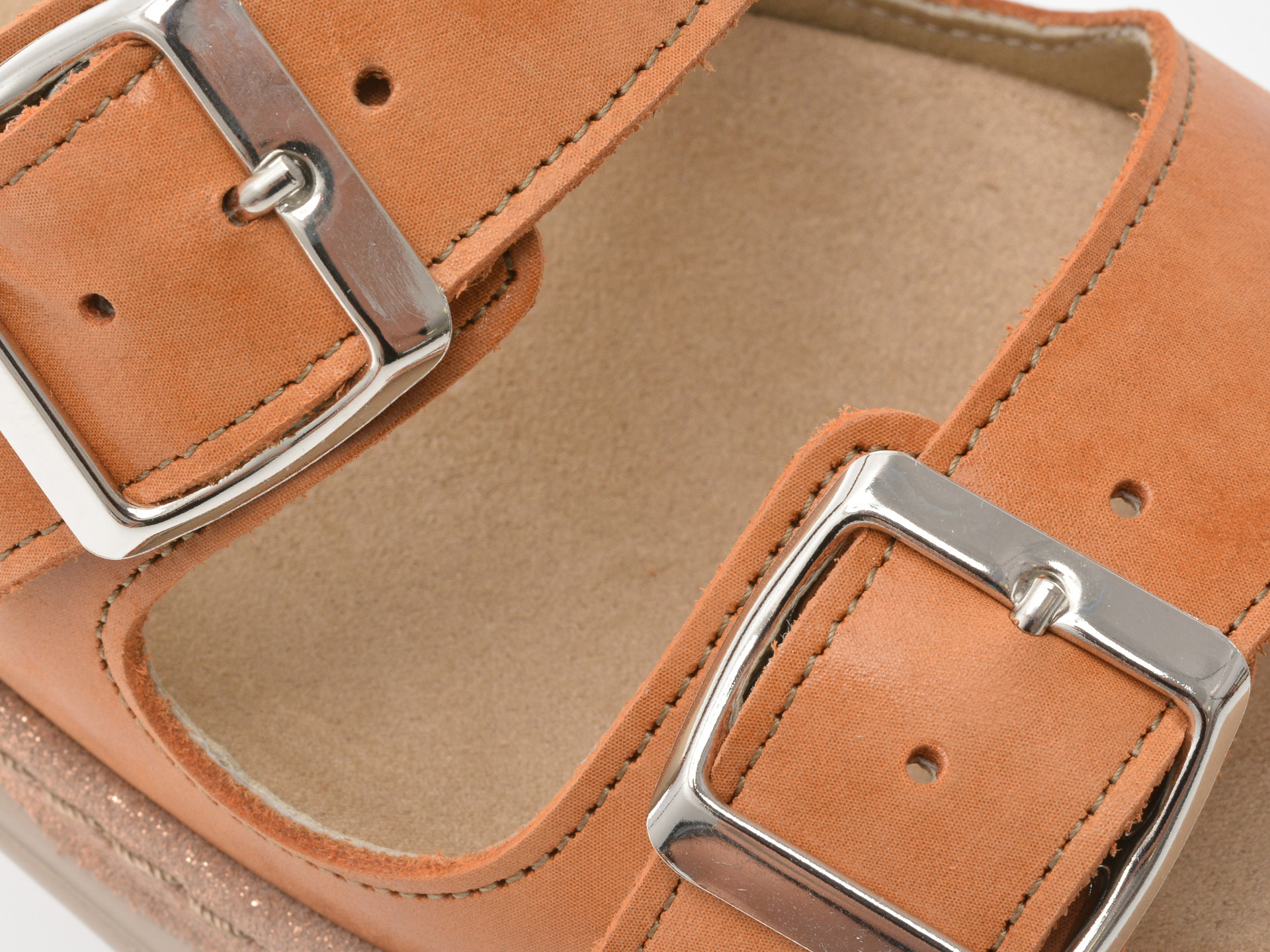 Papuci SUAVE portocalii, MOSTAR, din piele naturala