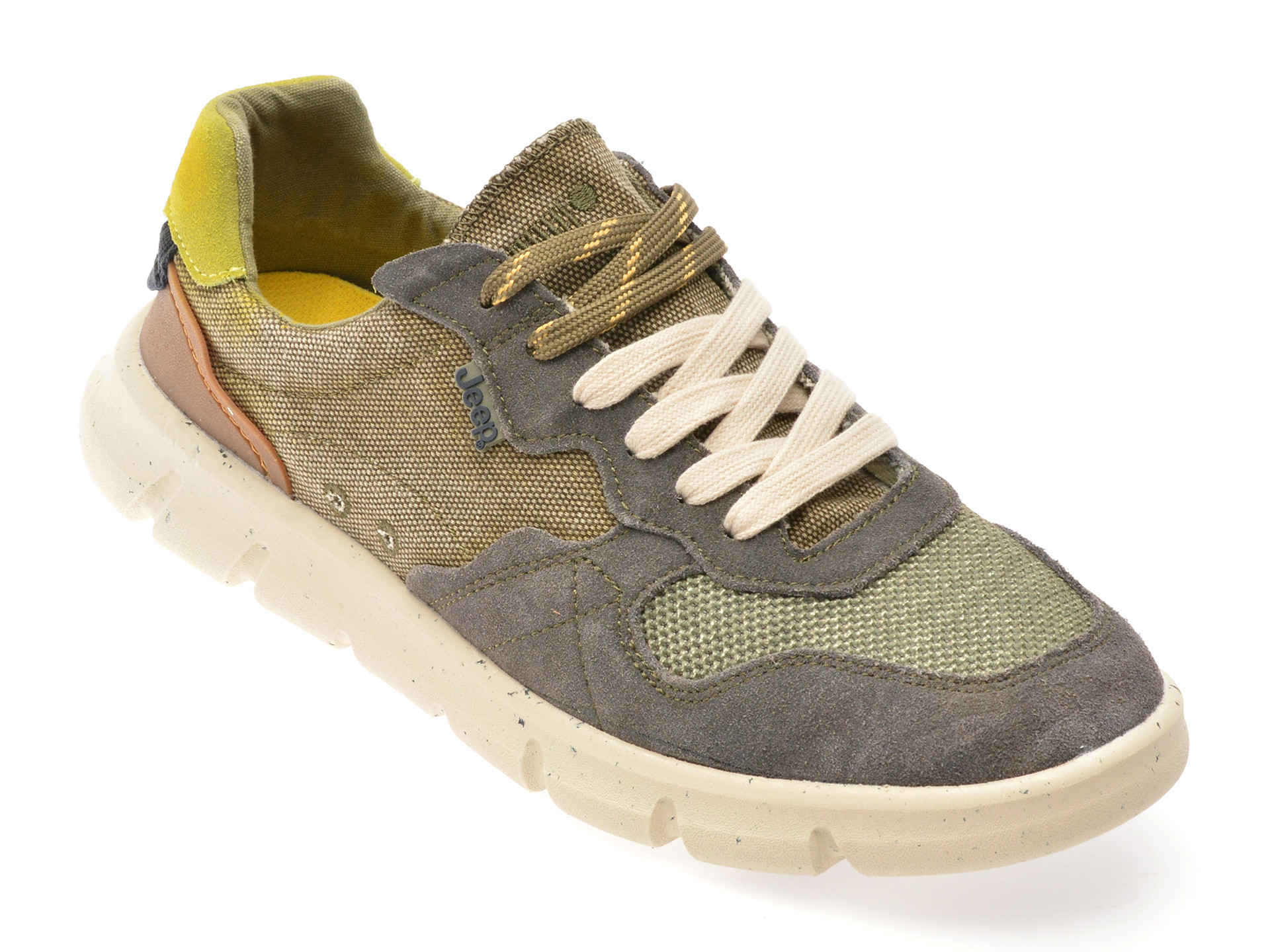 Pantofi sport JEEP kaki, M51004A, din material textil