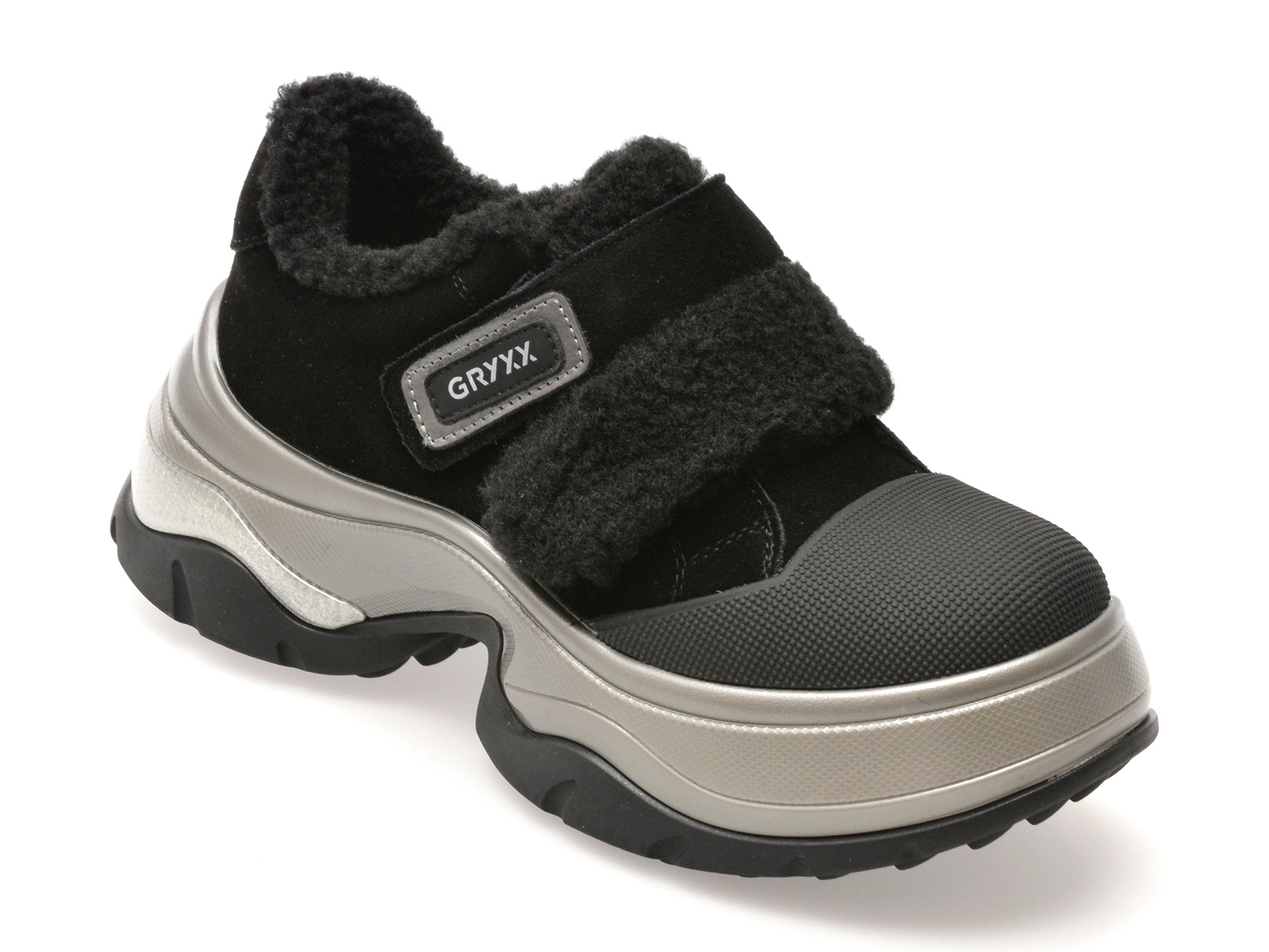 Pantofi GRYXX negri, 1681, din piele intoarsa