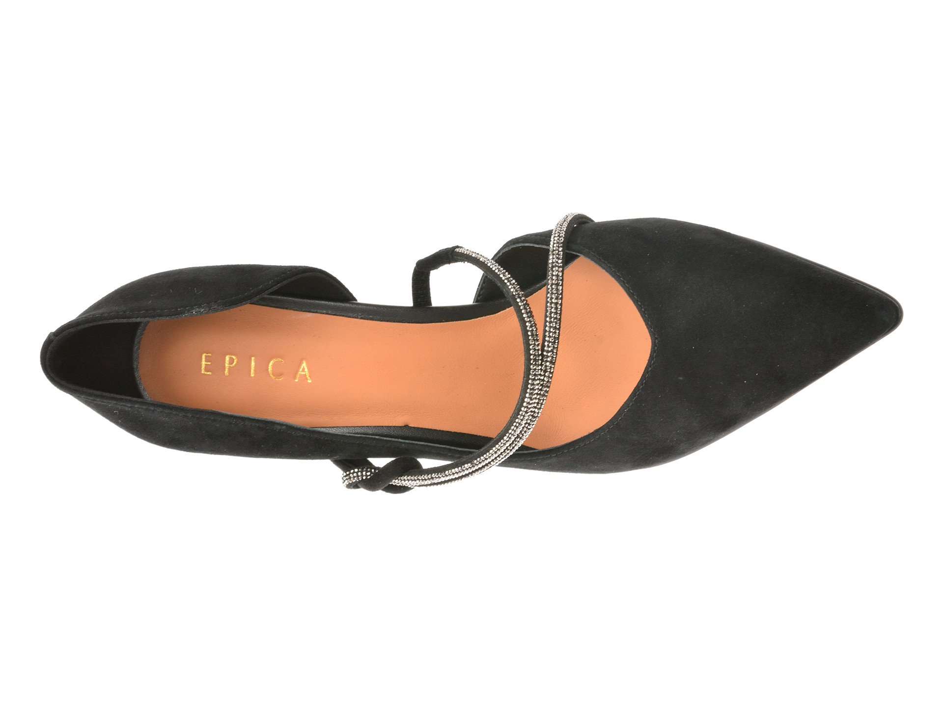Pantofi eleganti EPICA negri, E291, din piele intoarsa