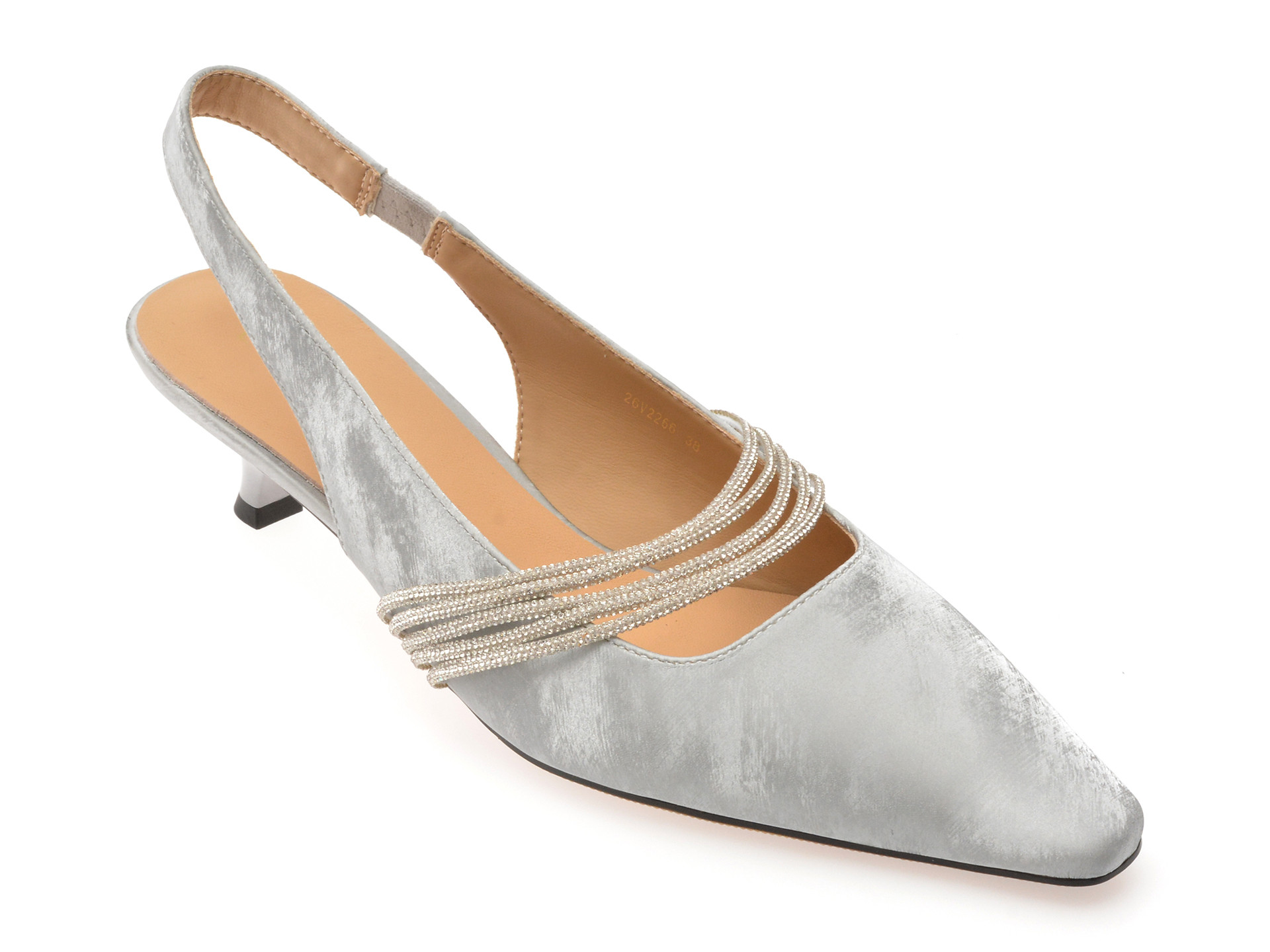 Pantofi eleganti EPICA argintii, 26V2266, din piele ecologica