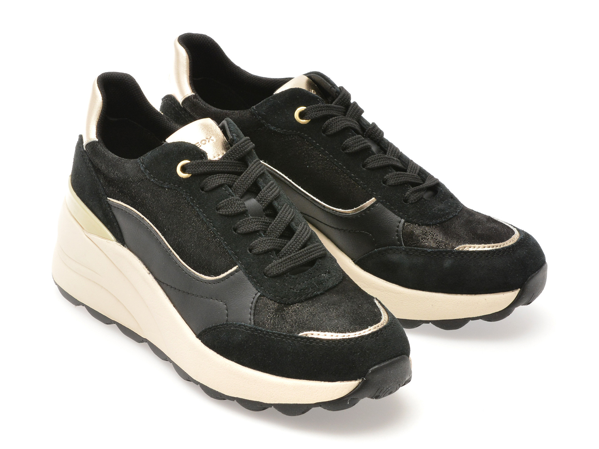 Pantofi sport GEOX negri, D45WAA, din piele naturala