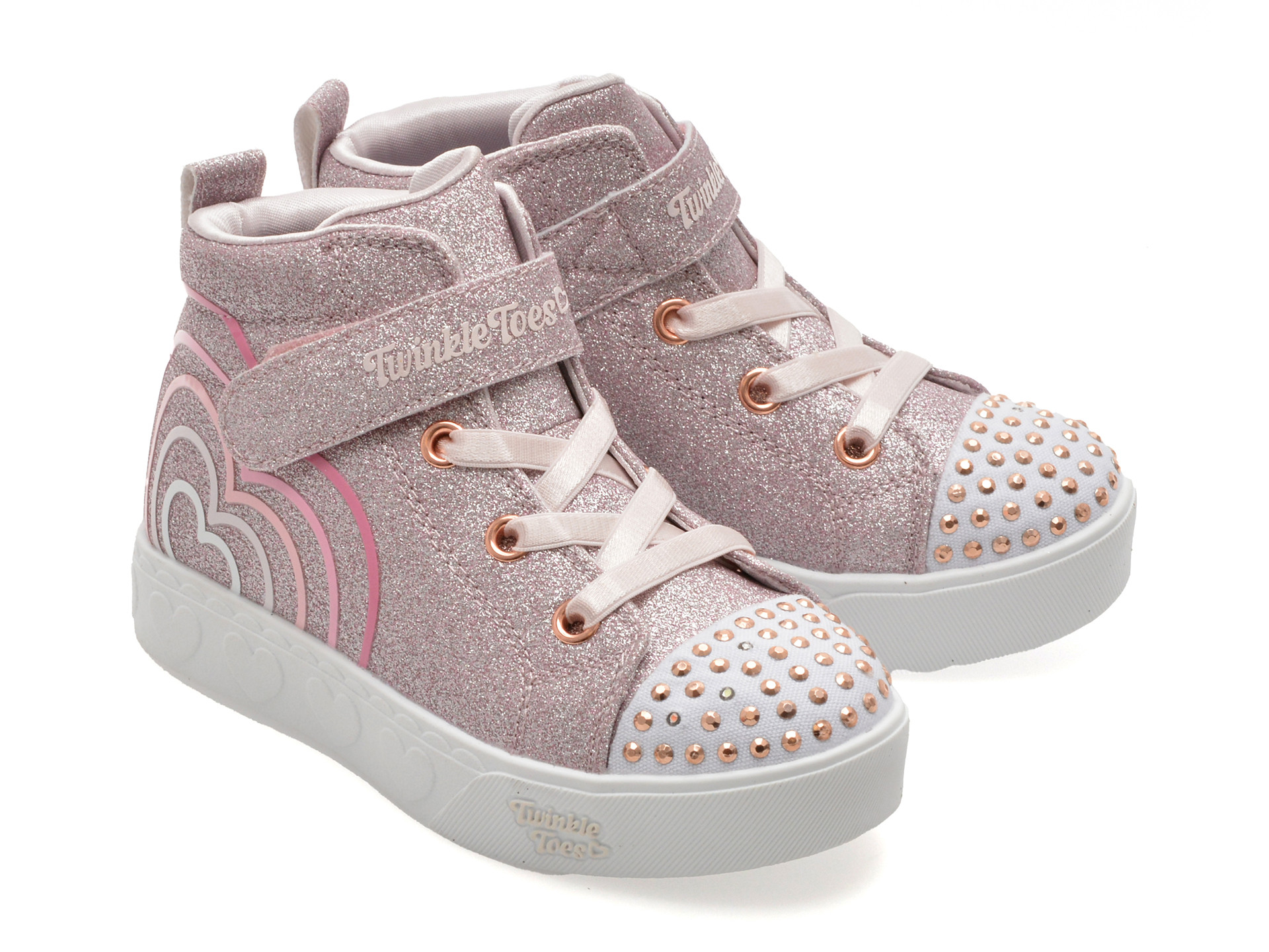 Ghete SKECHERS roz, HEART STEPS, din piele ecologica