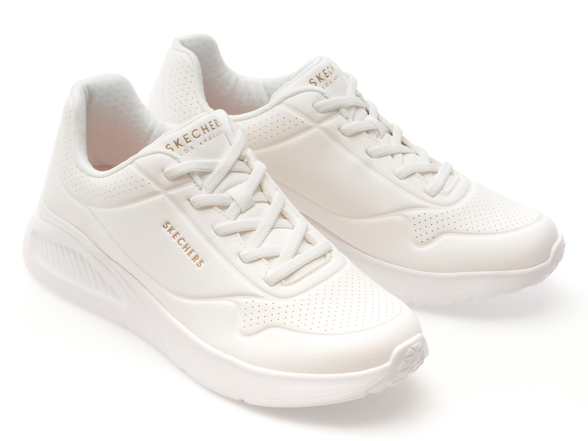 Pantofi sport SKECHERS albi, UNO LITE, din piele ecologica