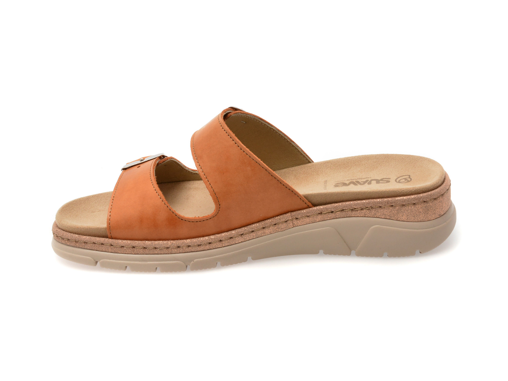 Papuci SUAVE portocalii, MOSTAR, din piele naturala