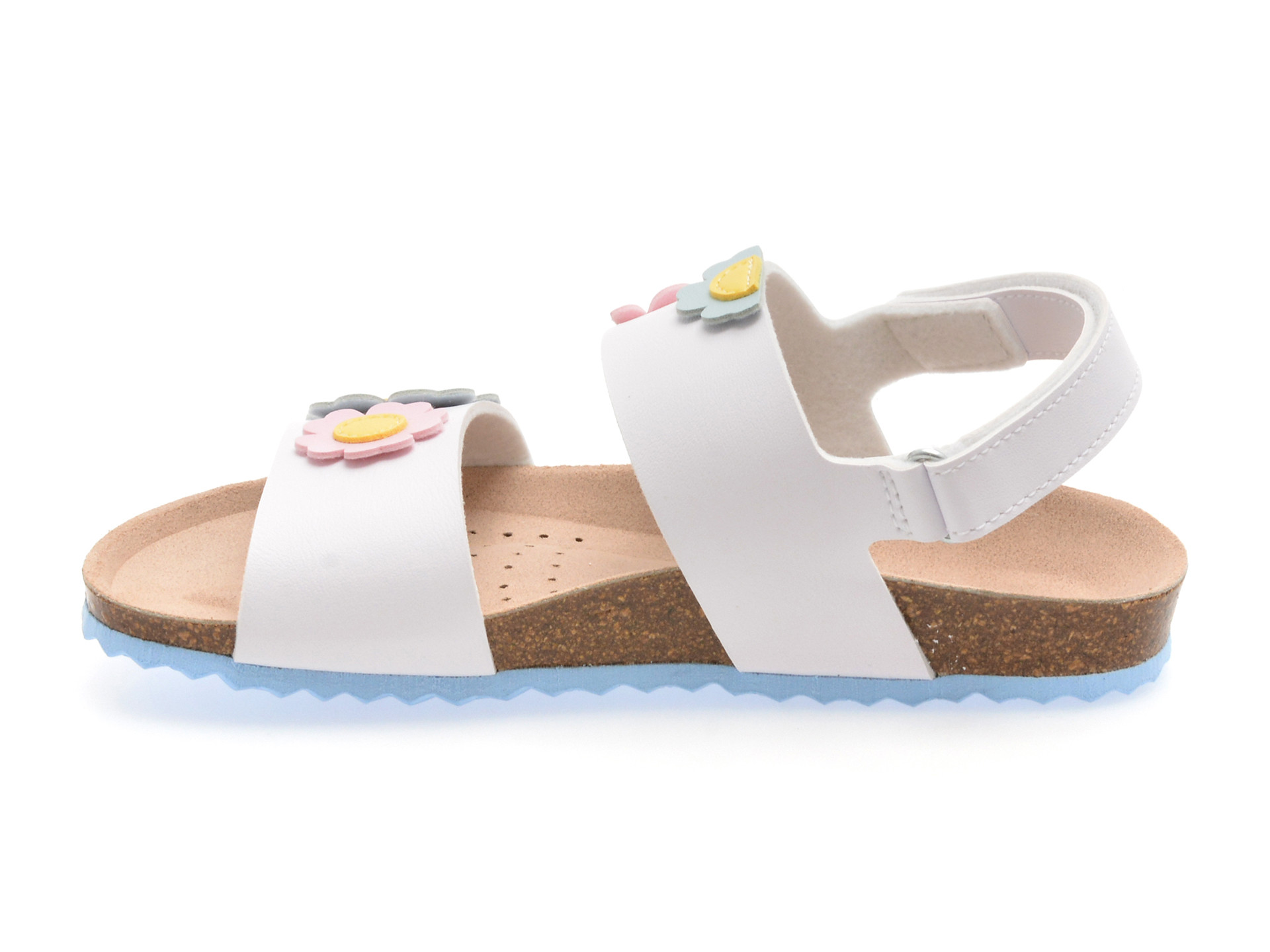 Sandale GEOX albe, J558MD, din piele ecologica