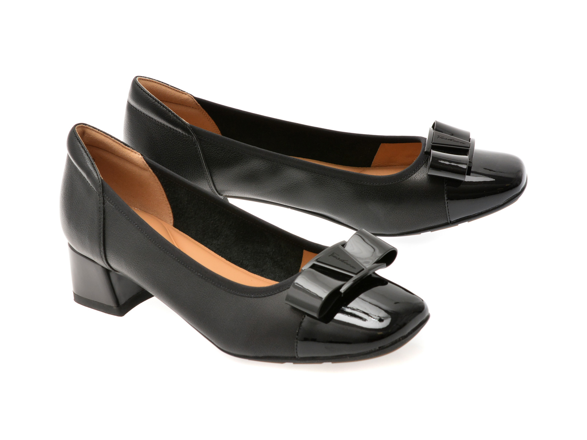 Balerini EPICA negri, 1D5570, din piele naturala