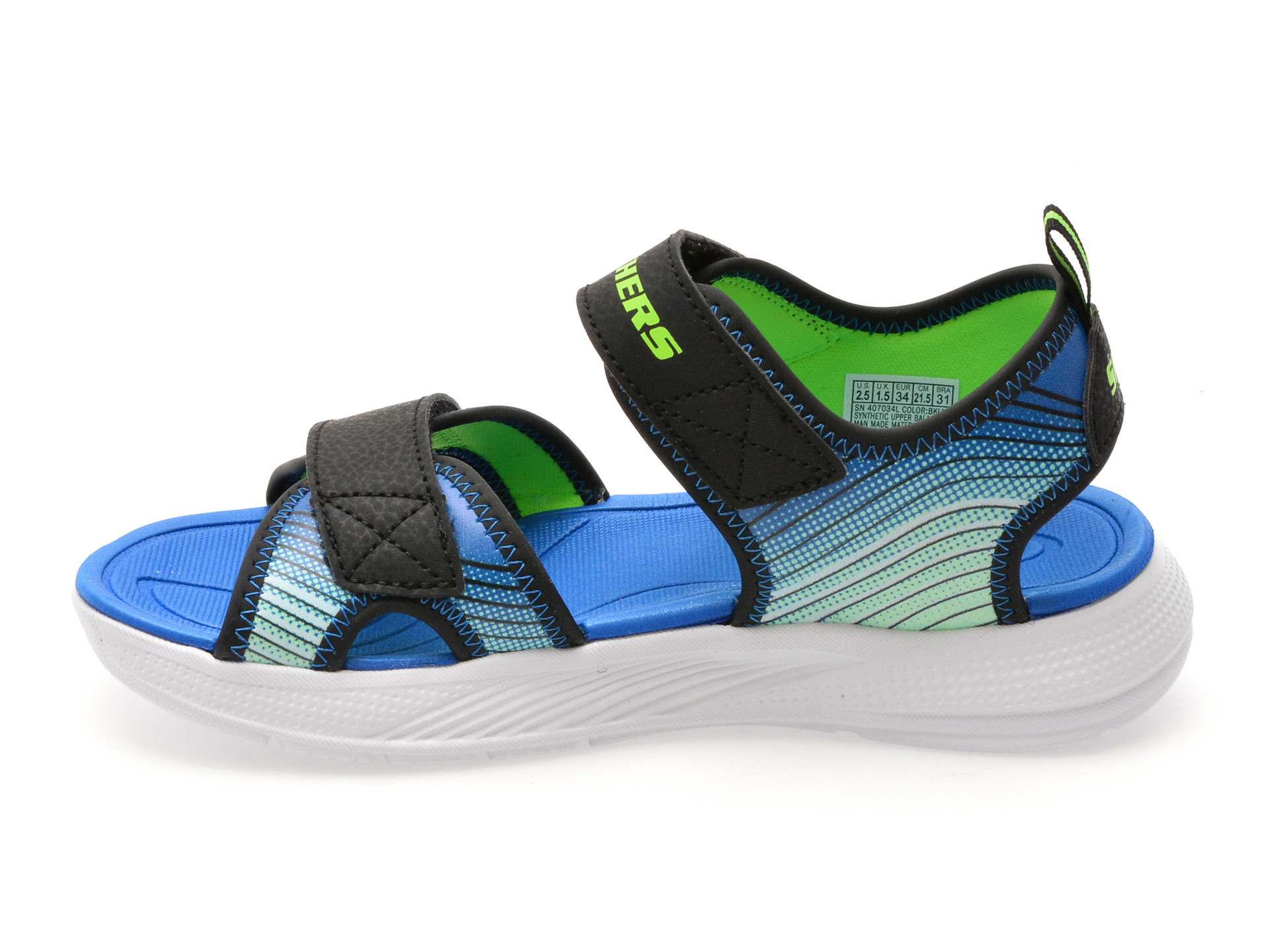 Sandale SKECHERS negre, MICROSPEC-SPLASH, din piele ecologica