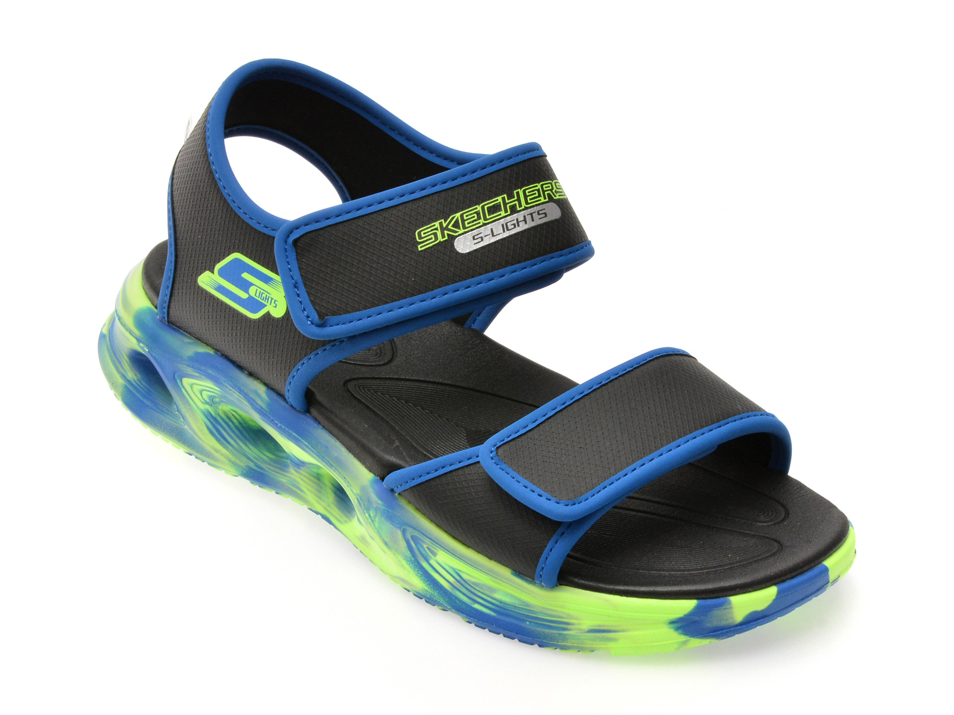 Sandale SKECHERS negre, SOLA GLOW SANDAL, din piele ecologica