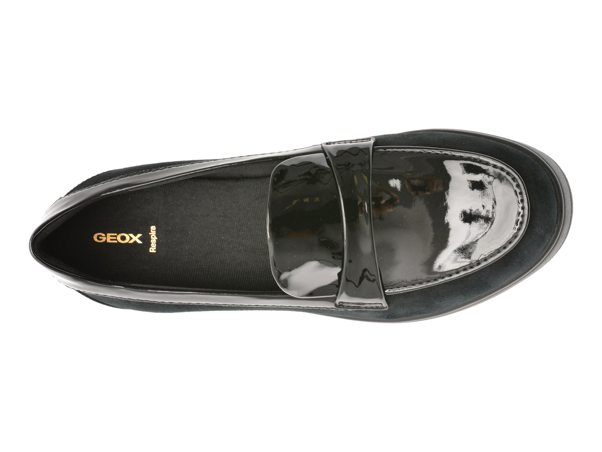 Mocasini GEOX negri, D46RAB, din piele intoarsa