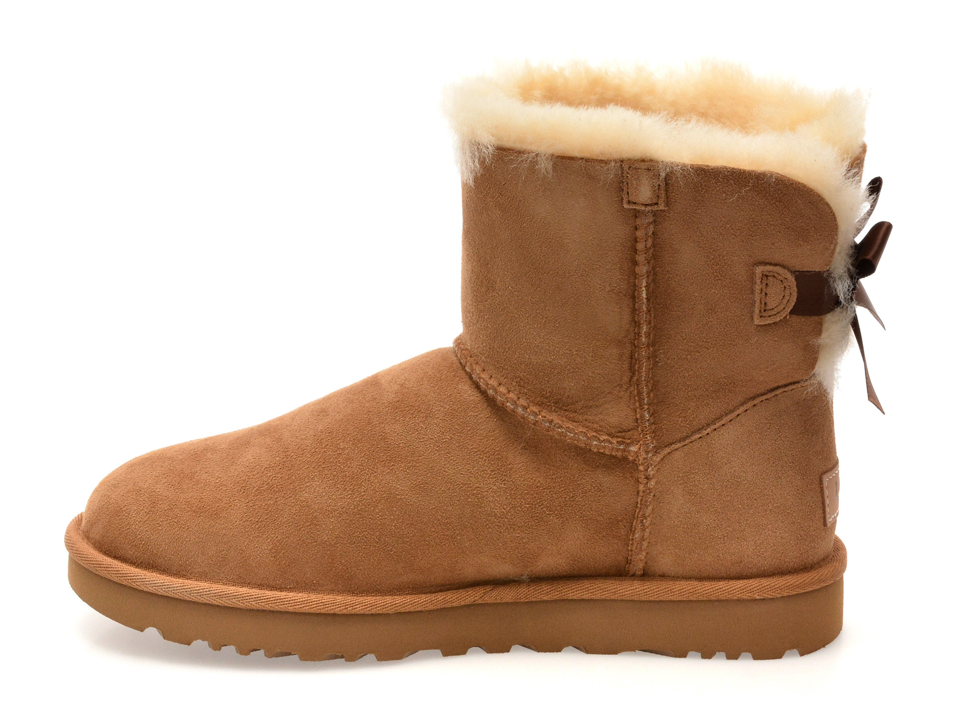 Ghete UGG maro, MINI BAILEY BOW II, din piele intoarsa