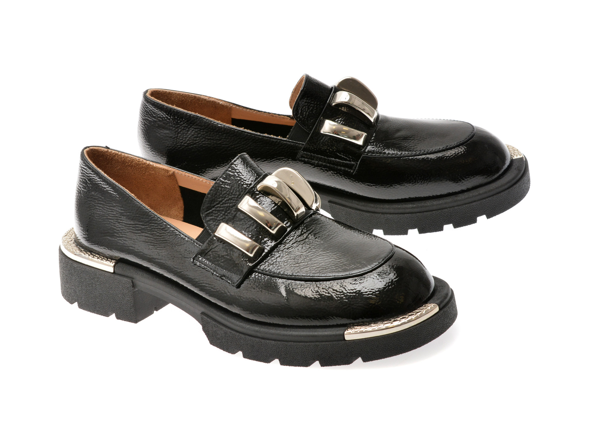 Mocasini EPICA negri, 574257, din piele naturala lacuita