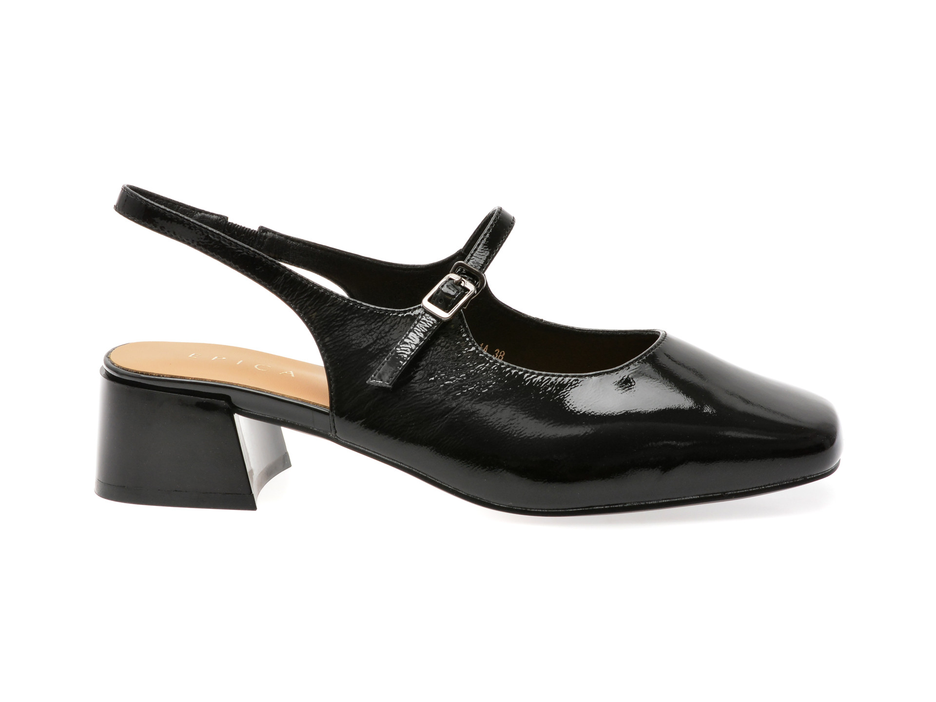 Pantofi EPICA negri, 1228H28, din piele naturala lacuita