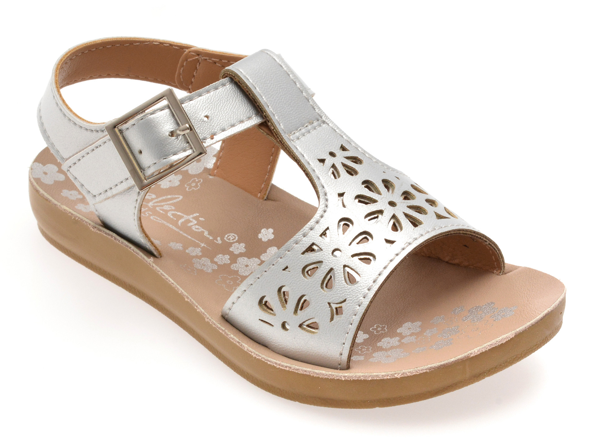 Sandale SELECTION KIDS argintii, 82949, din piele ecologica