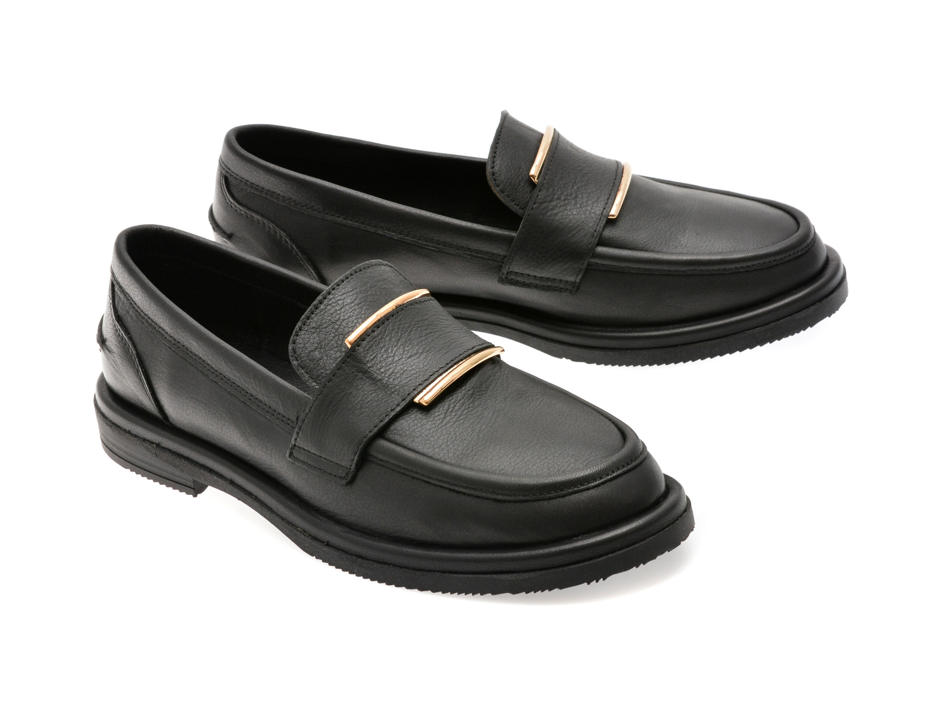 Mocasini IMAGE negri, 3774024, din piele naturala