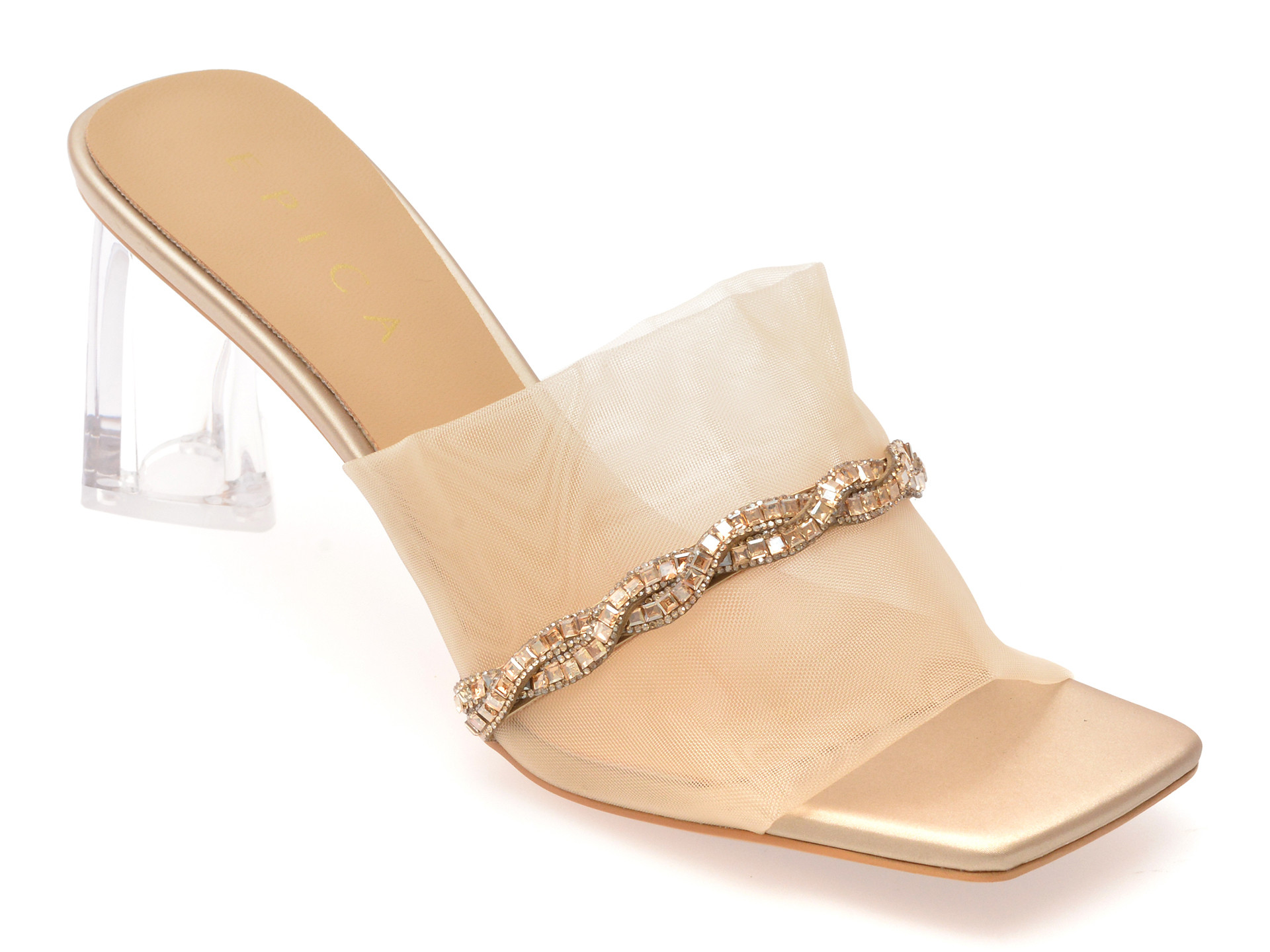 Papuci EPICA aurii, 310088, din piele ecologica