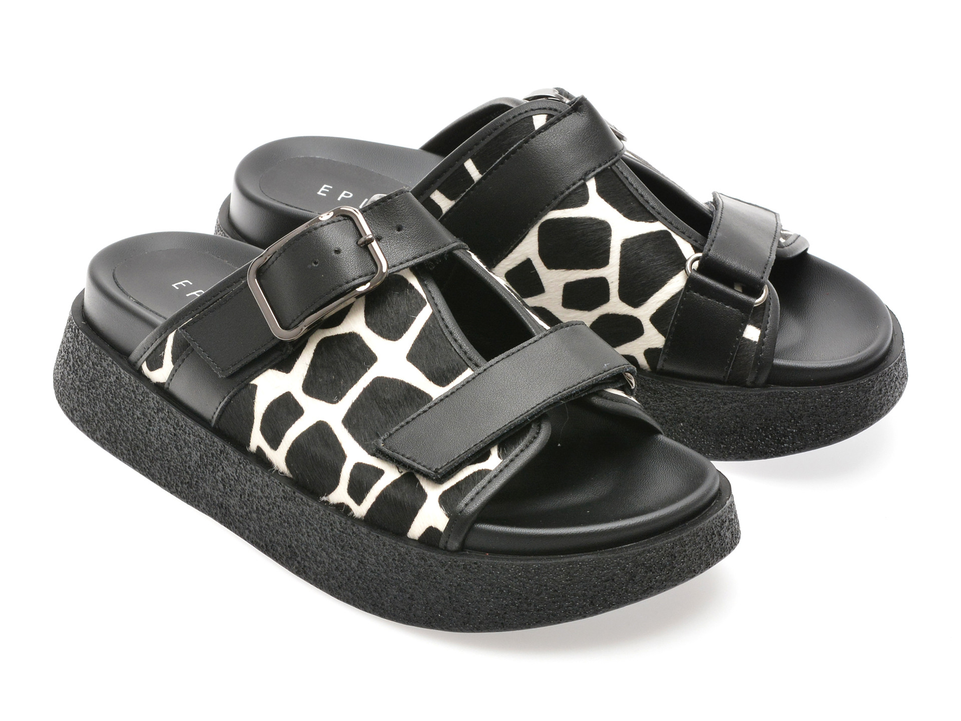 Papuci EPICA negri, 1350C20, din piele naturala