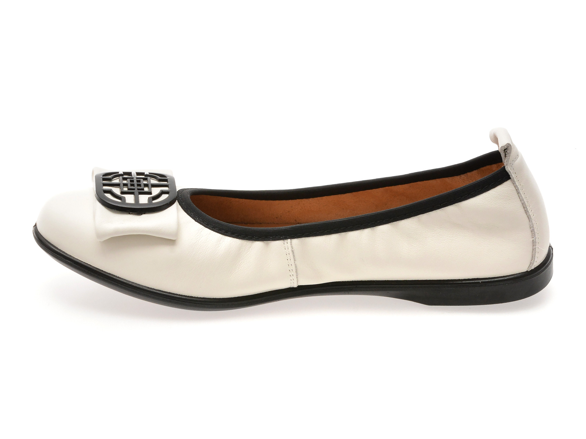 Balerini IMAGE albi, 172111, din piele naturala