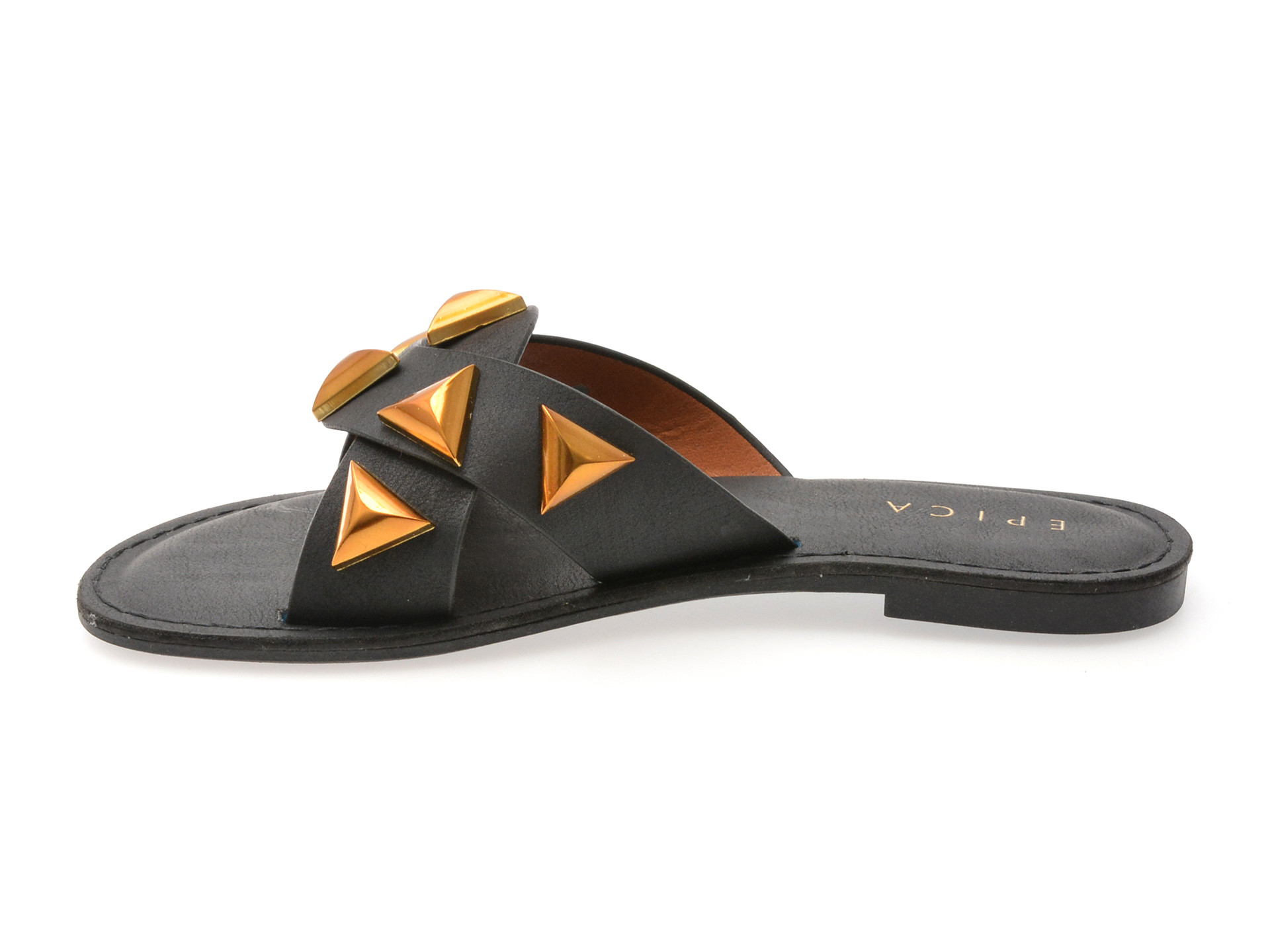 Papuci EPICA negri, 82922, din piele ecologica