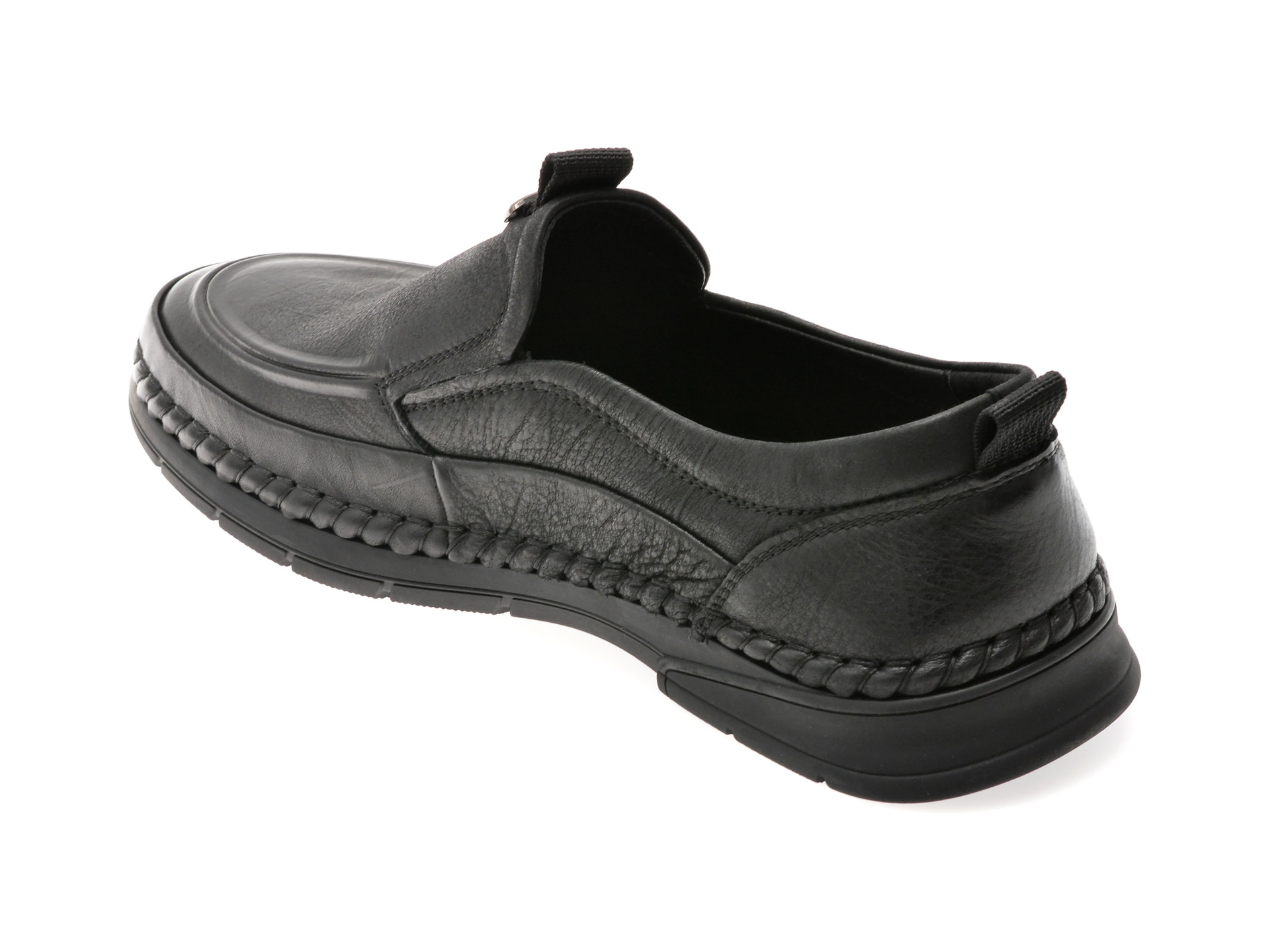 Mocasini OTTER negri, T8512, din piele naturala