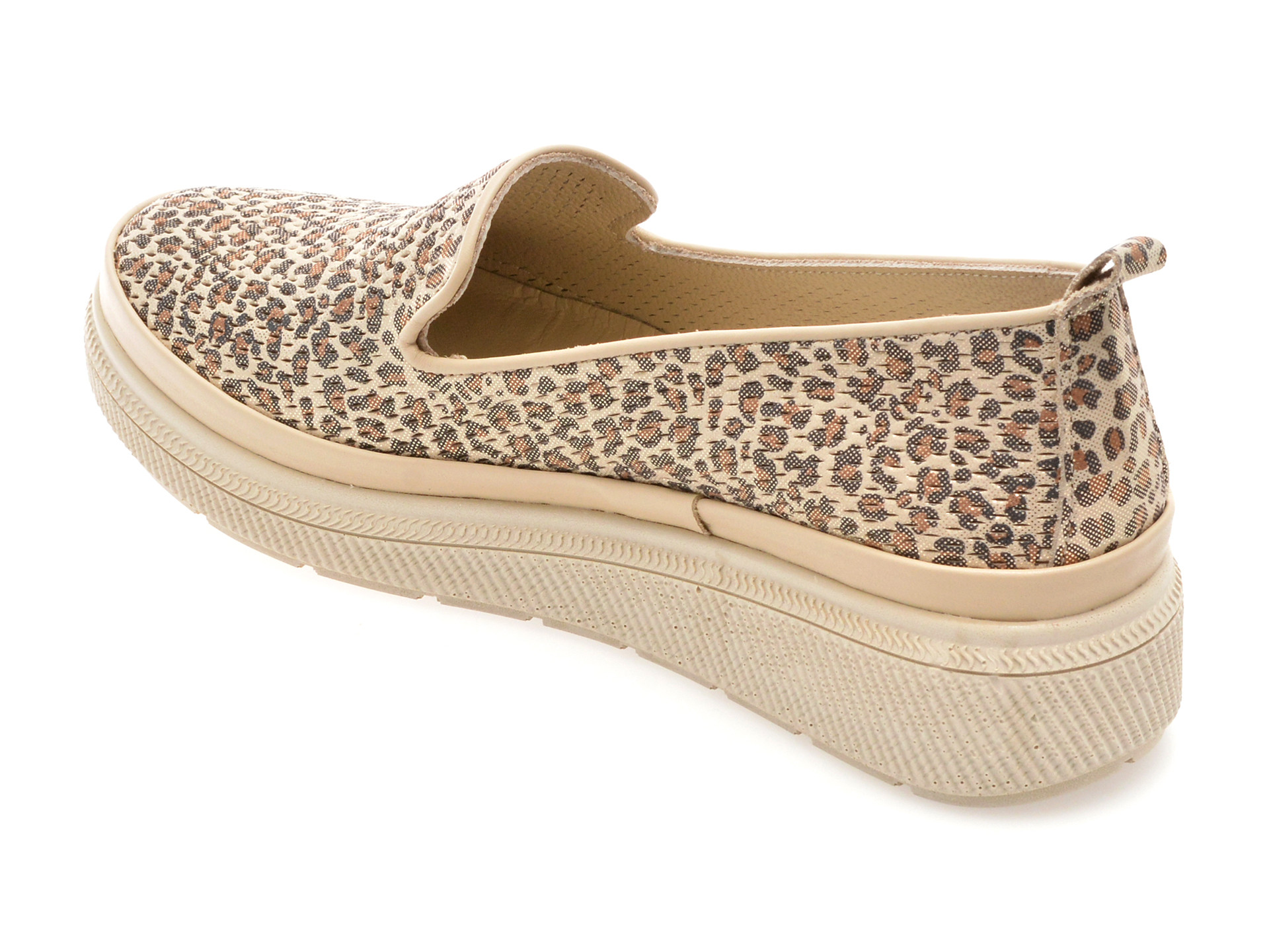 Mocasini IMAGE bej, 38161, din piele naturala