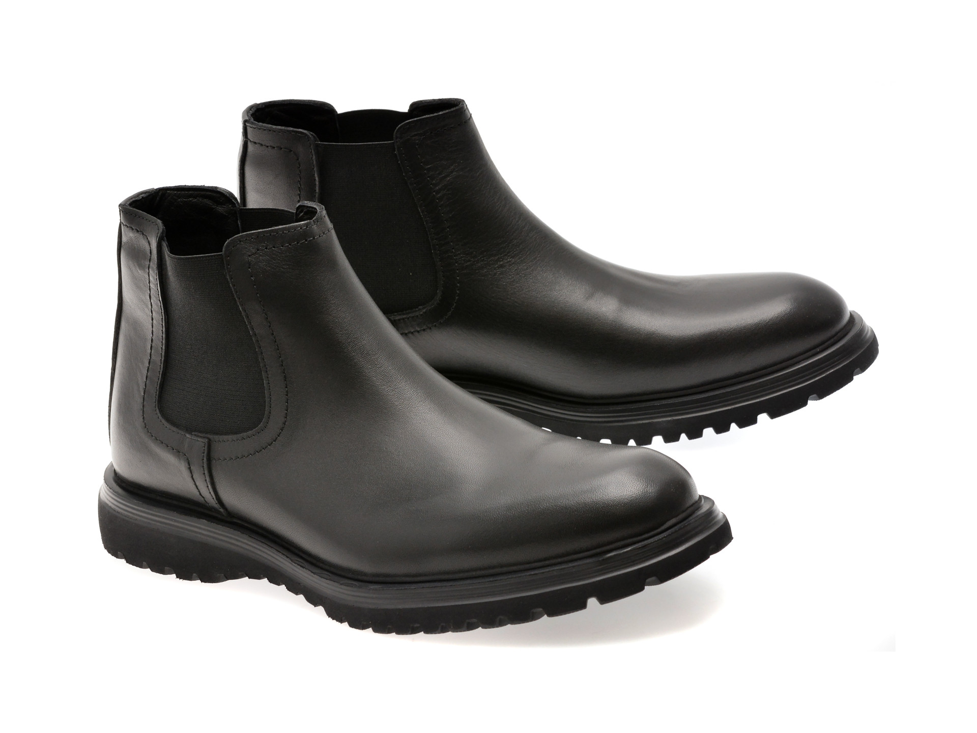 Ghete OTTER negre, E3475, din piele naturala