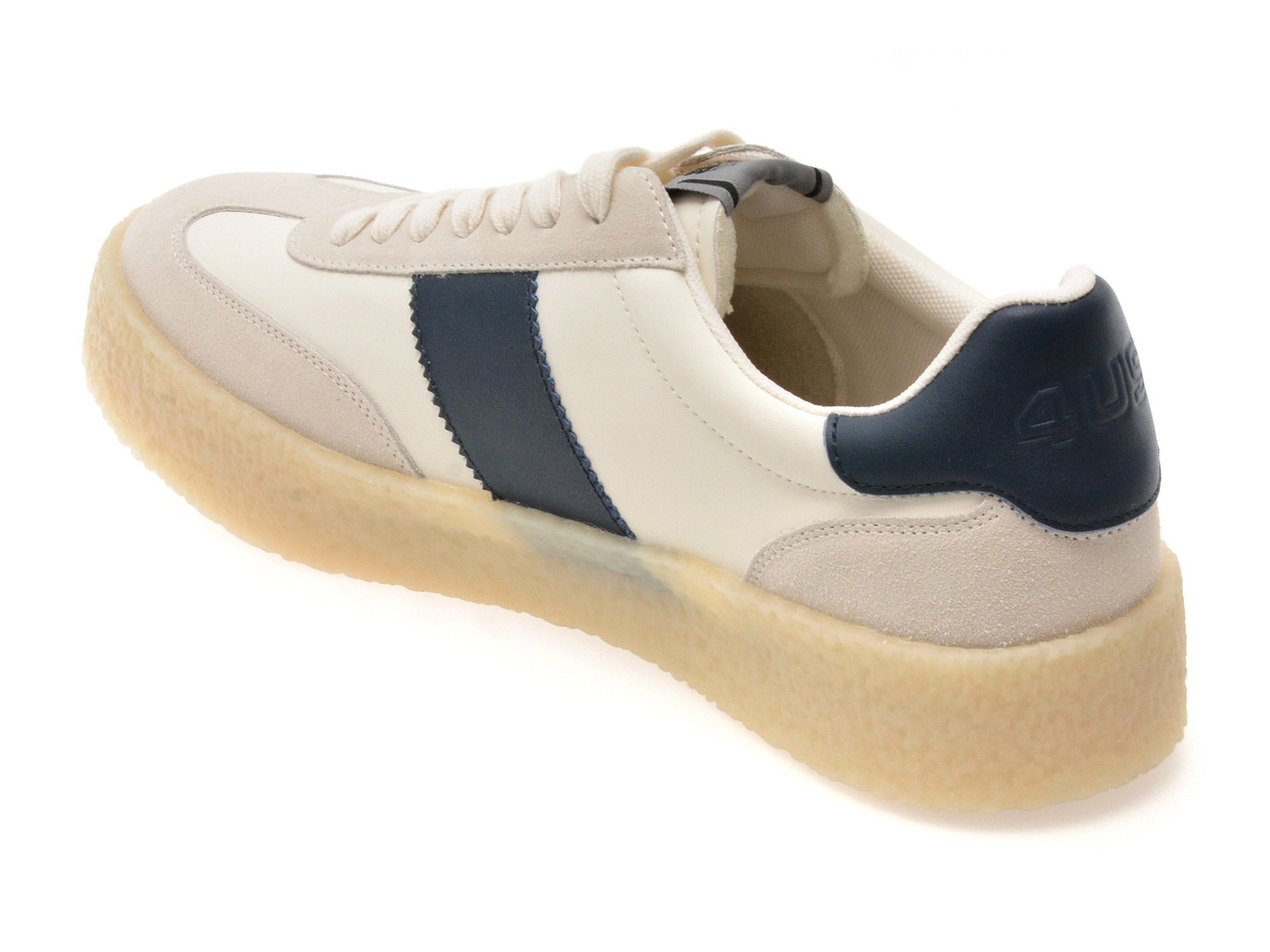 Pantofi sport 4US albi, MARK 100, din piele naturala