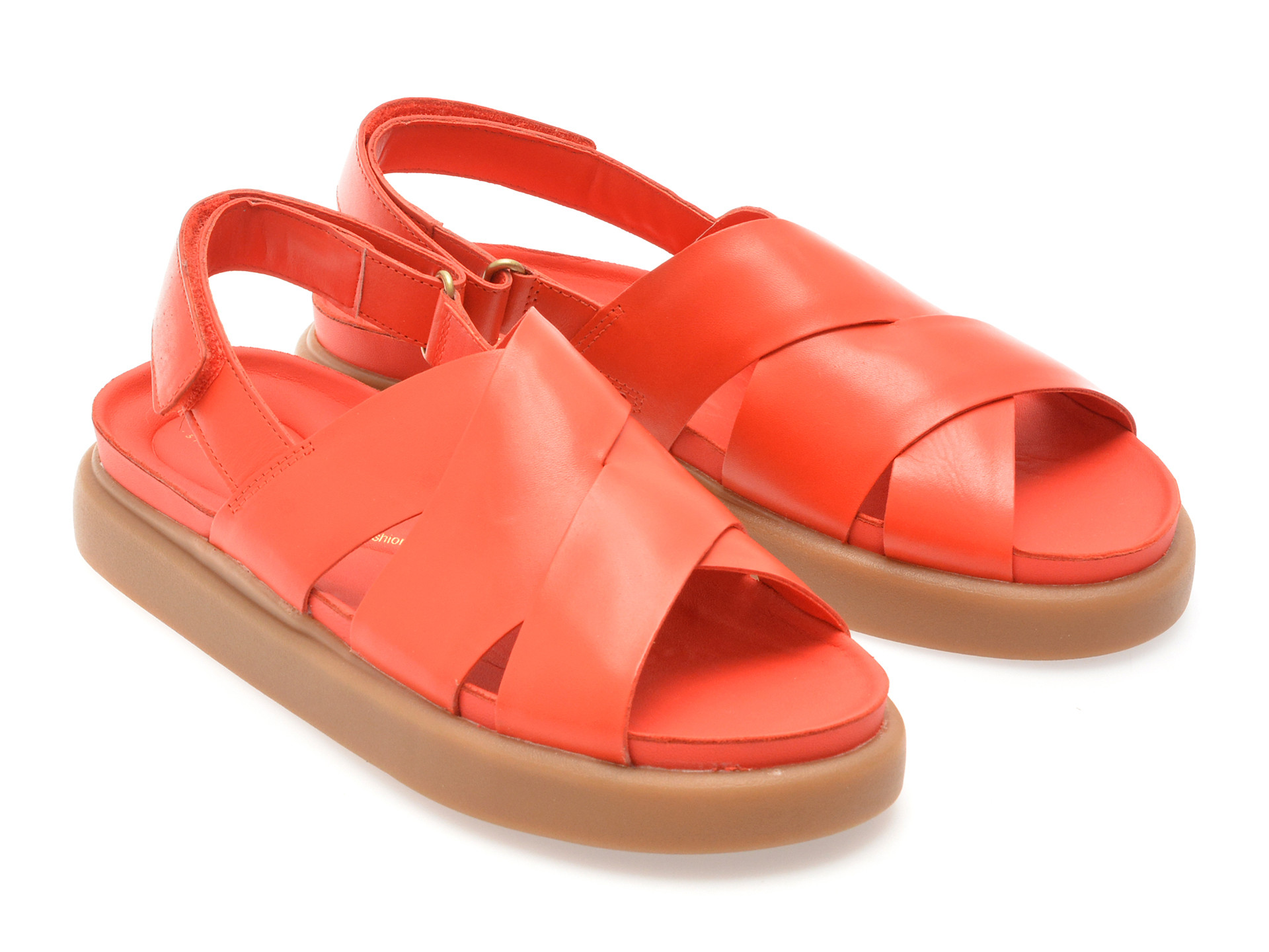 Sandale CLARKS rosii, ARISTELLA SUN, din piele naturala
