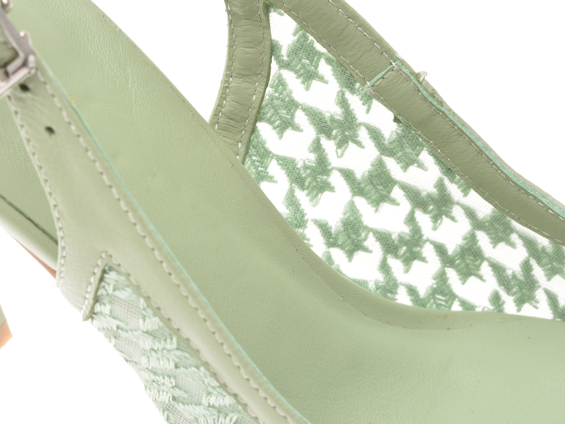 Saboti eleganti EPICA verzi, D221, din material textil