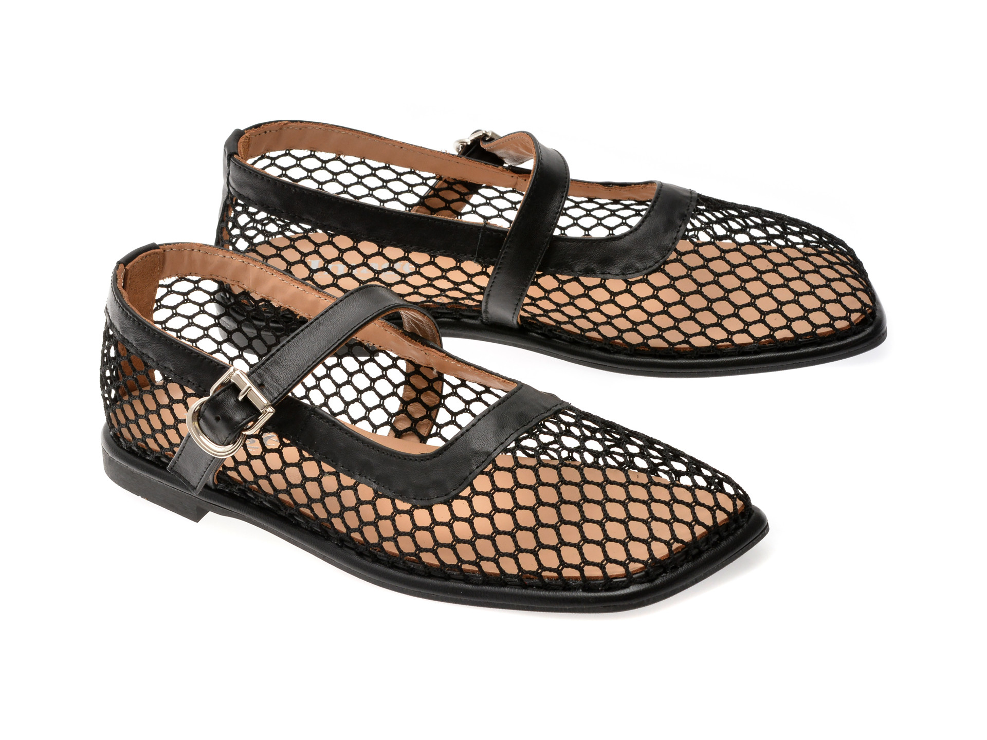 Balerini IMAGE negri, 574316, din material textil