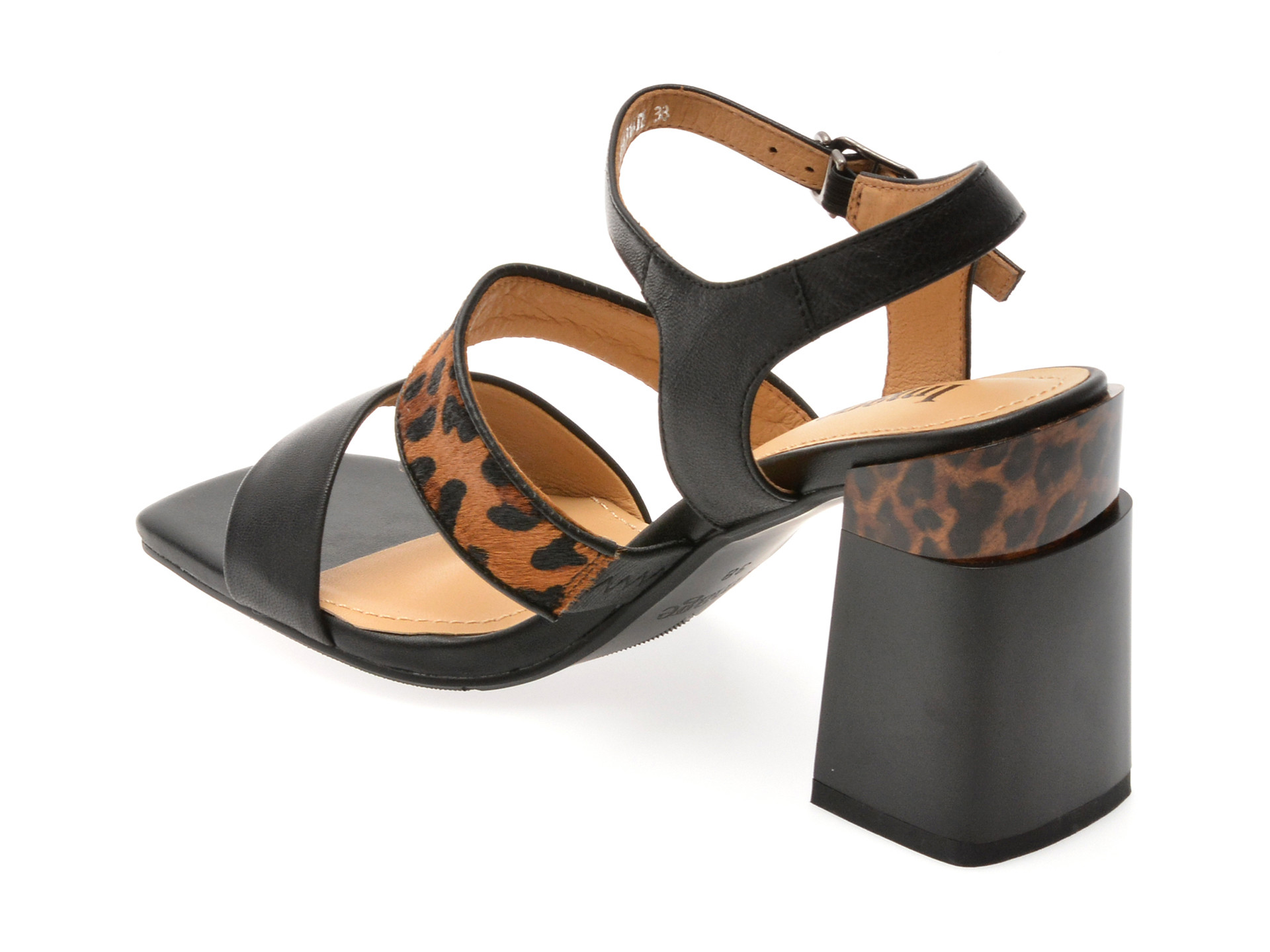 Sandale IMAGE negre, K996, din piele naturala