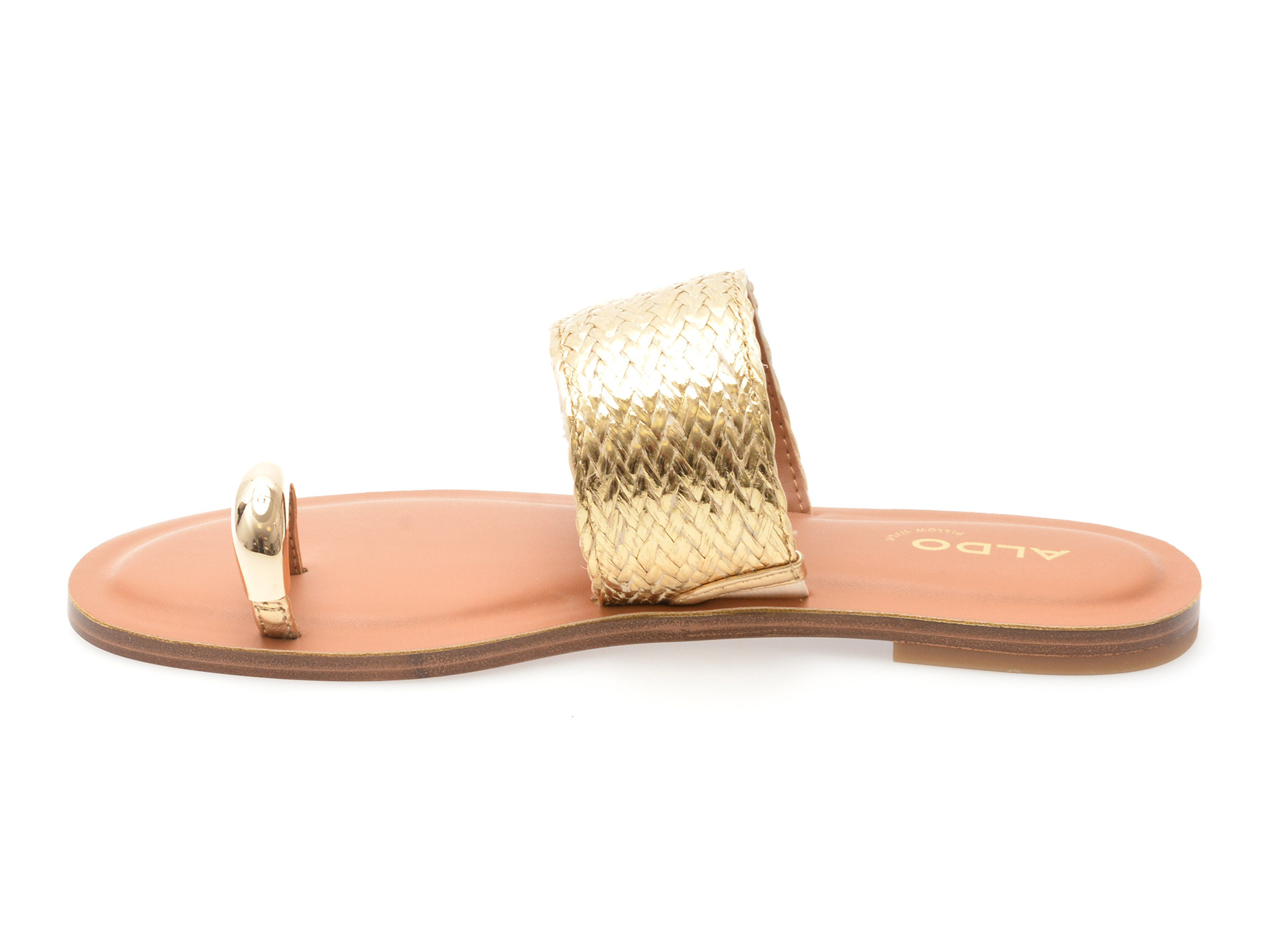 Papuci ALDO aurii, BEACH WALK 711, din piele ecologica