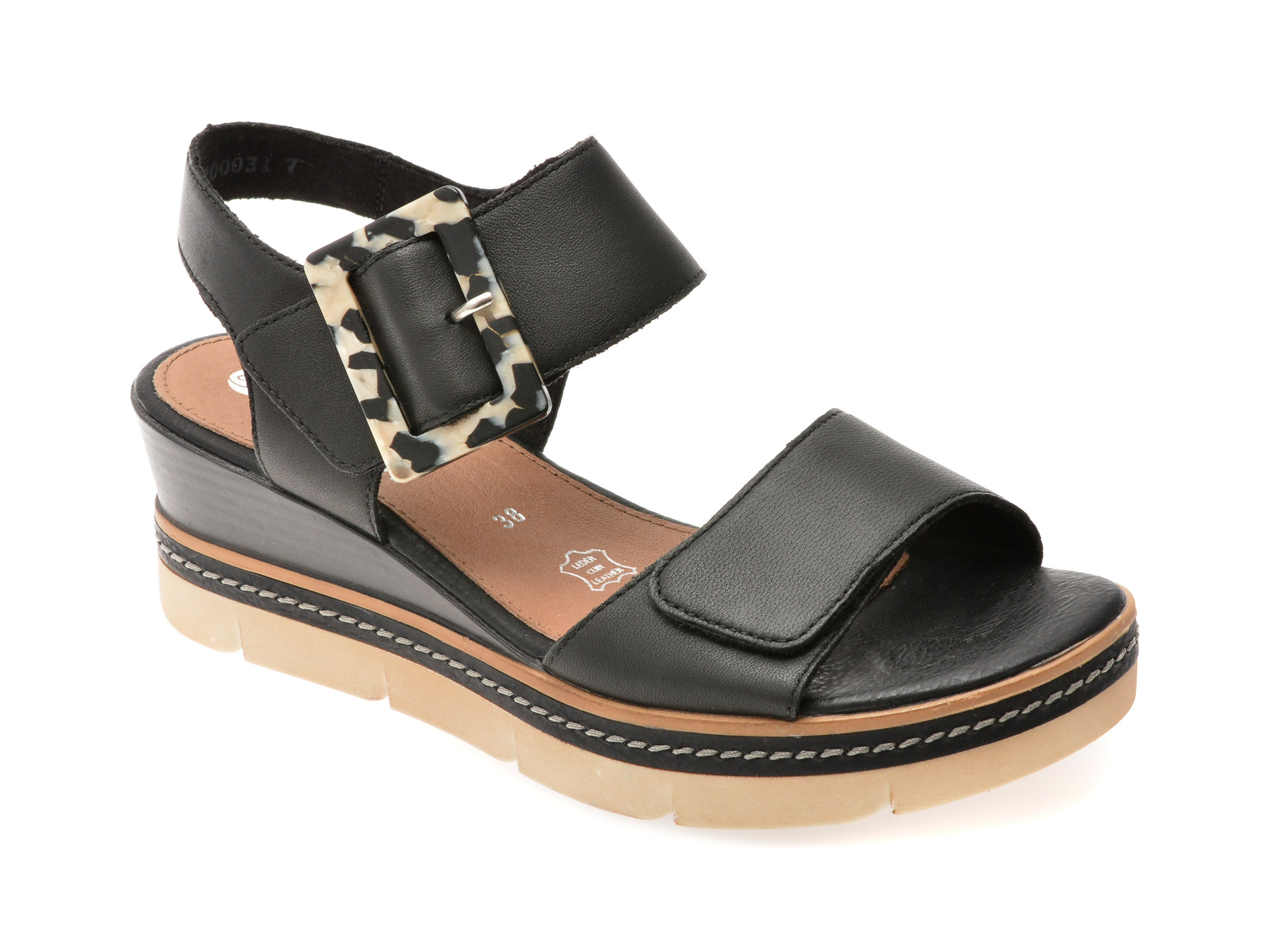 Sandale REMONTE negre, D2L53, din piele naturala