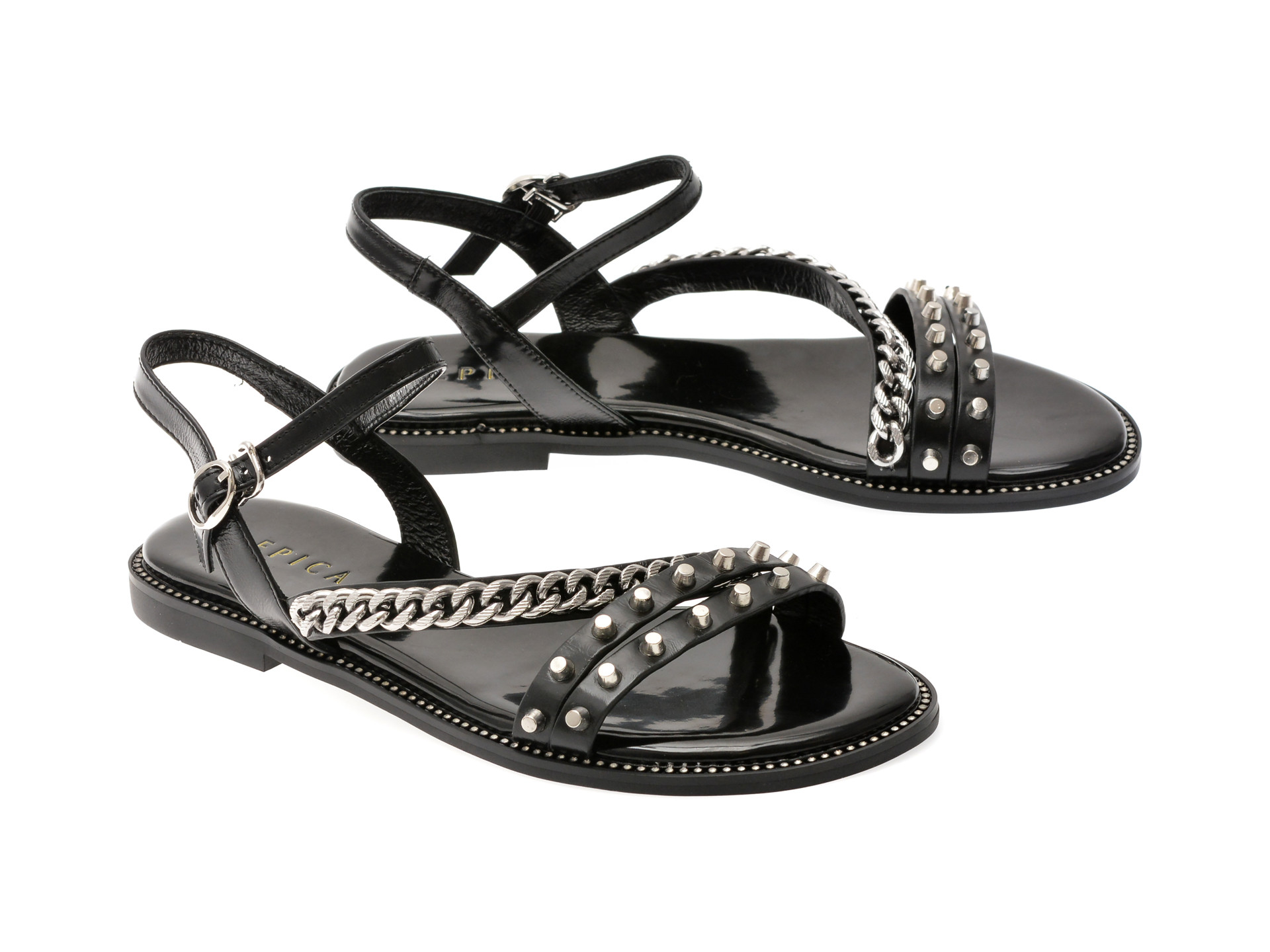 Sandale EPICA negre, 3L105, din piele naturala