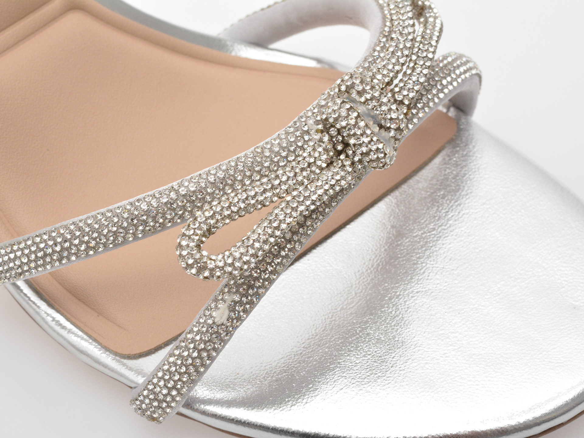 Sandale elegante ALDO argintii, BOUCLETTE 040, din material textil