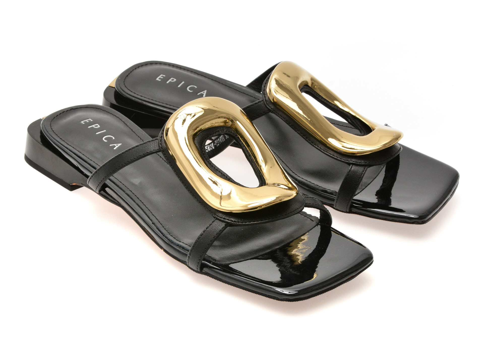 Papuci EPICA negri, LD976, din piele naturala