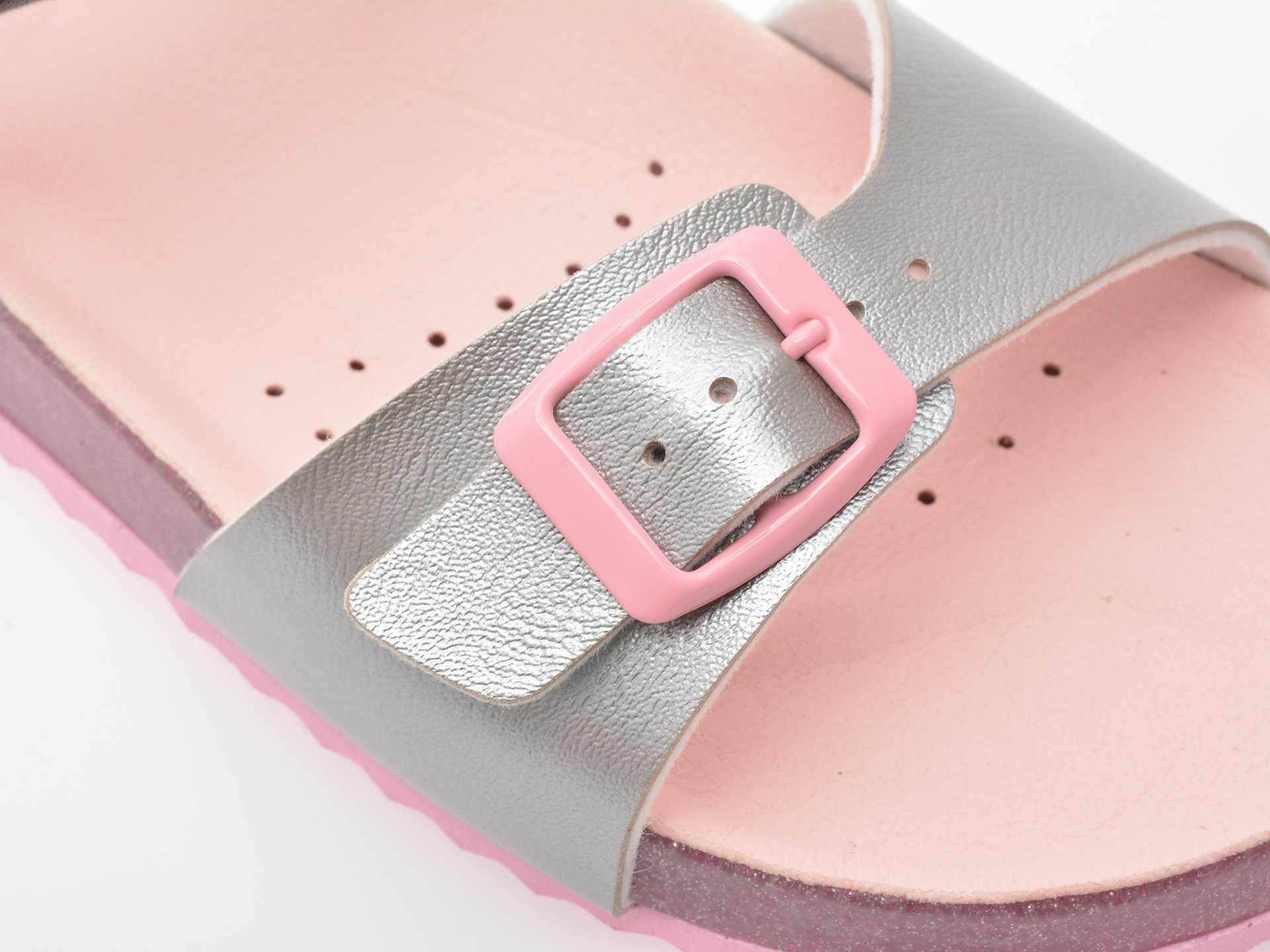 Sandale GEOX argintii, J558MI, din piele ecologica