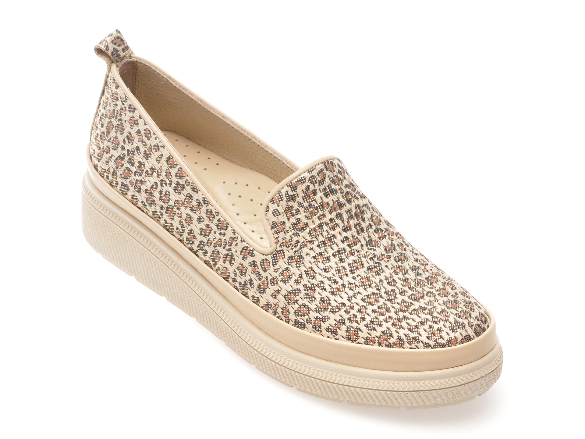 Mocasini IMAGE bej, 38161, din piele naturala