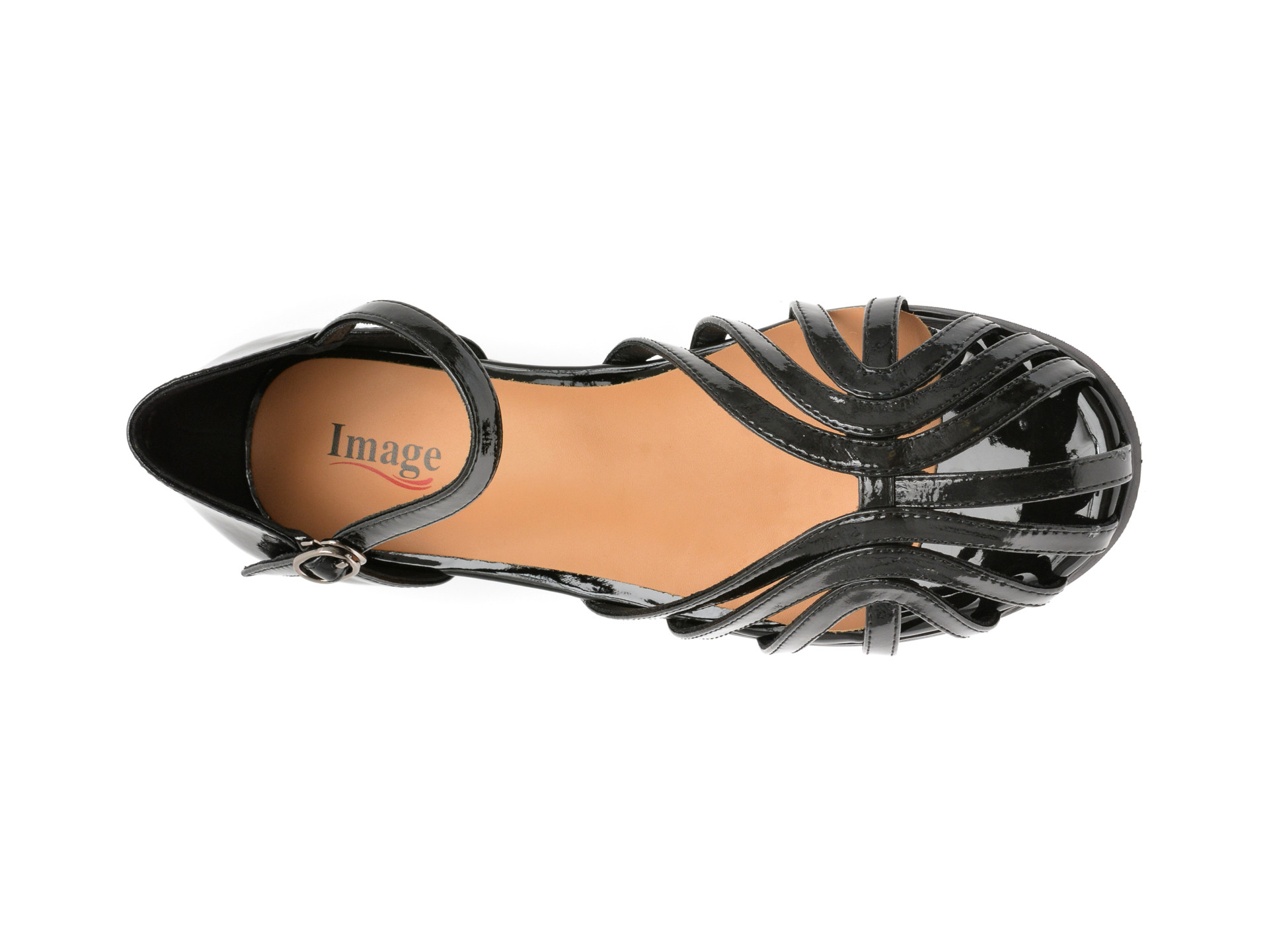 Sandale IMAGE negri, 1369G20, din piele naturala lacuita