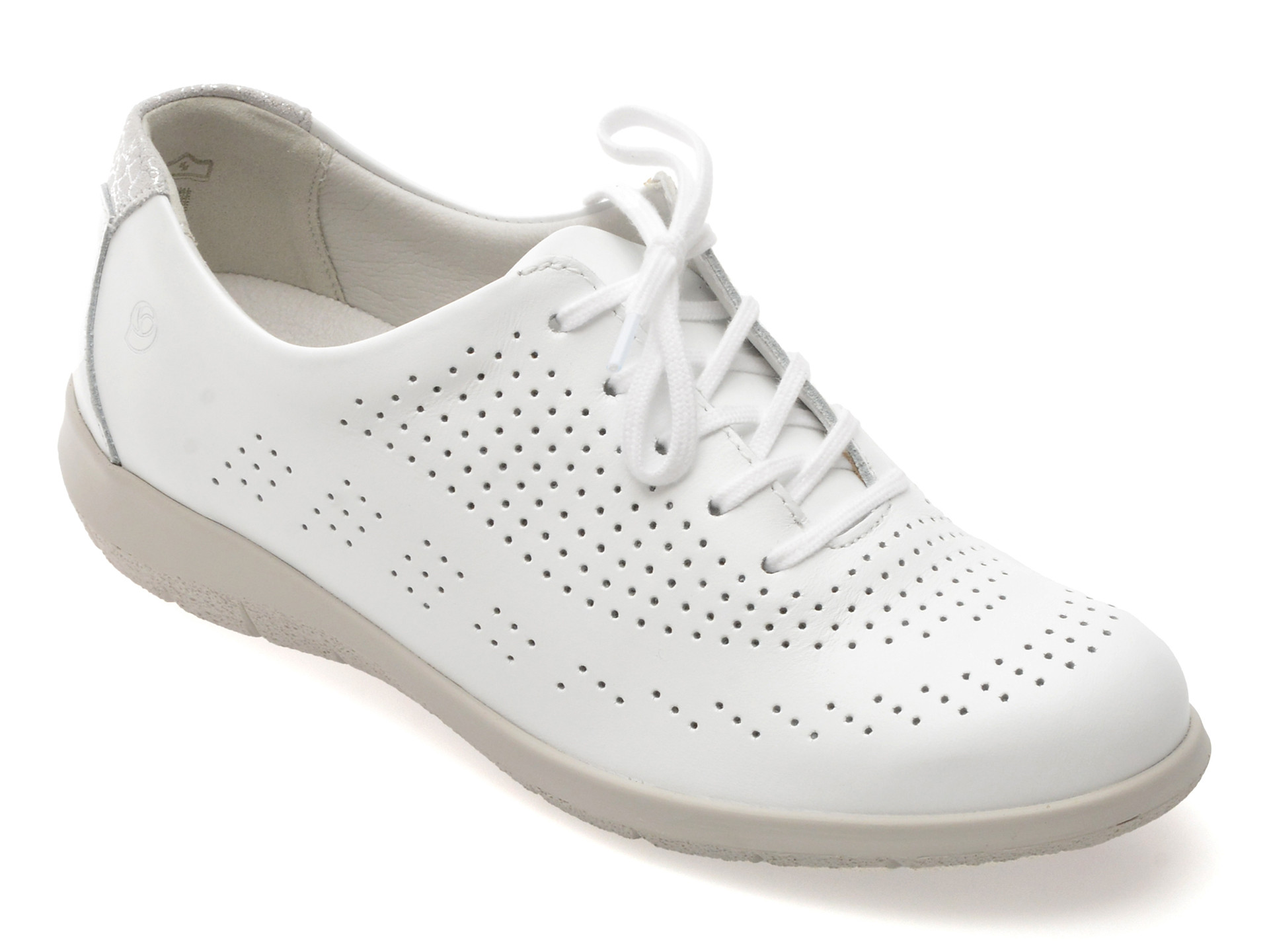 Pantofi SUAVE albi, OXFORD, din piele naturala