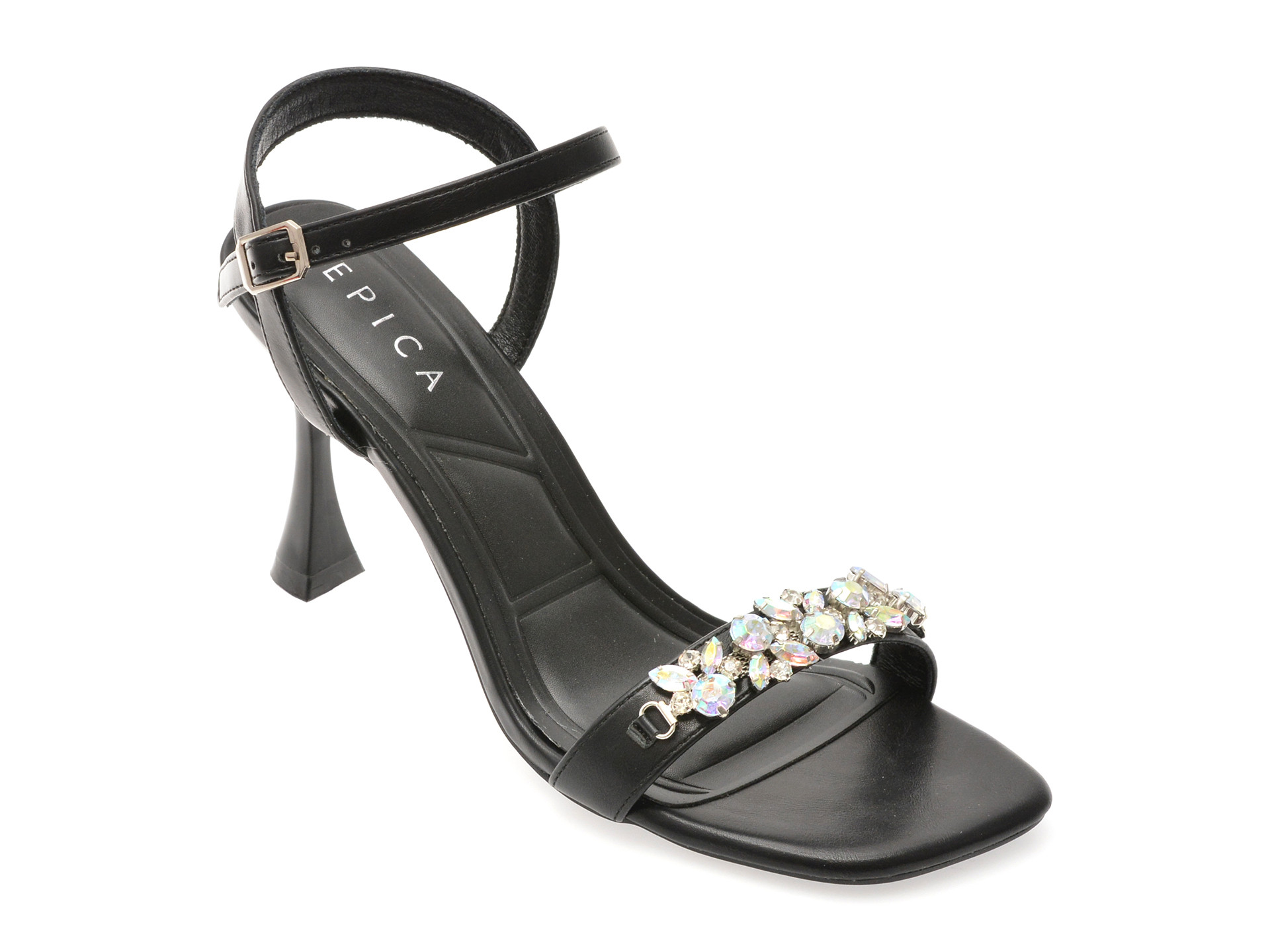 Sandale elegante EPICA negre, 82989, din piele ecologica