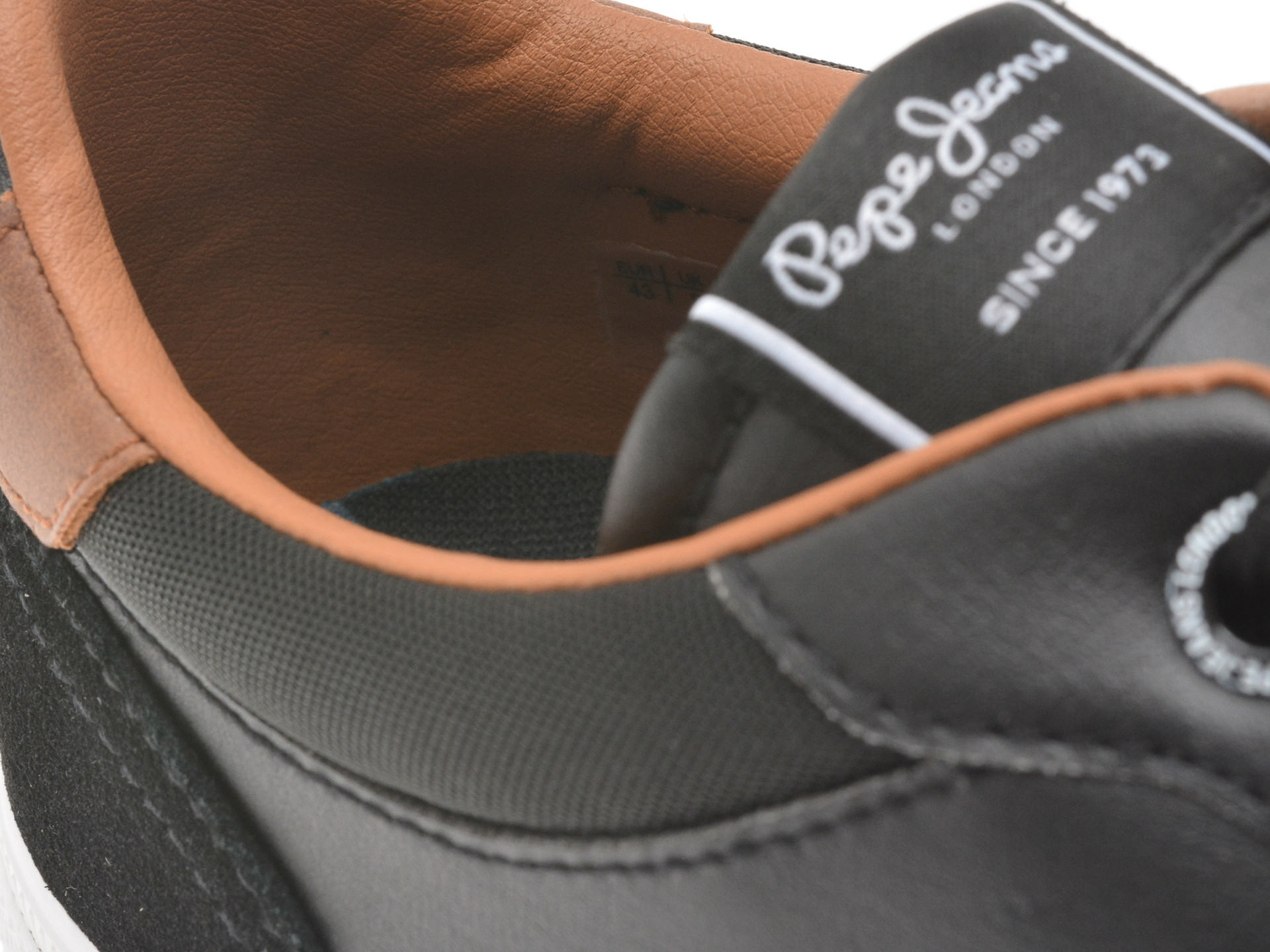 Pantofi sport PEPE JEANS negri, KENTON COURT, din piele ecologica