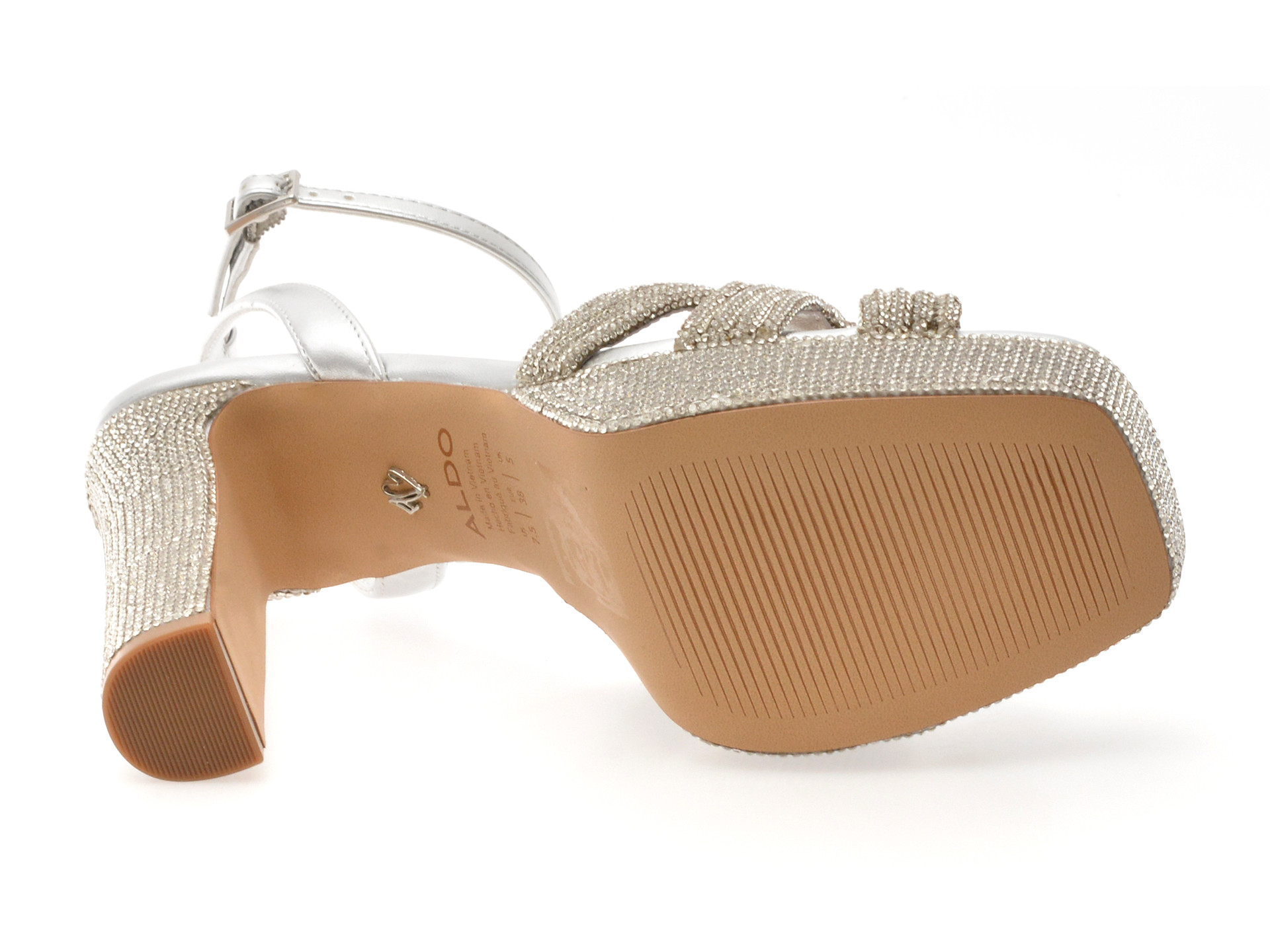 Sandale elegante ALDO argintii, SHIMMA 040, din piele ecologica