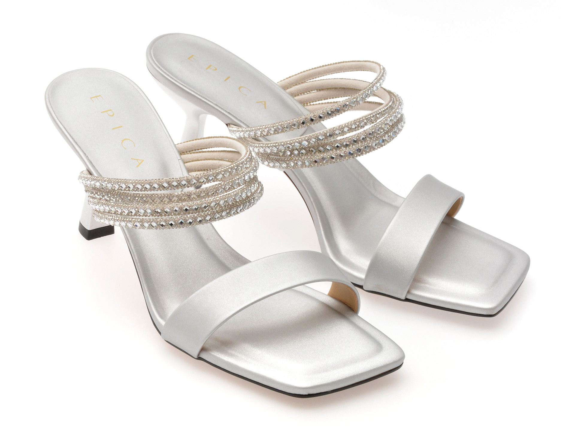 Papuci EPICA argintii, 2367, din piele ecologica