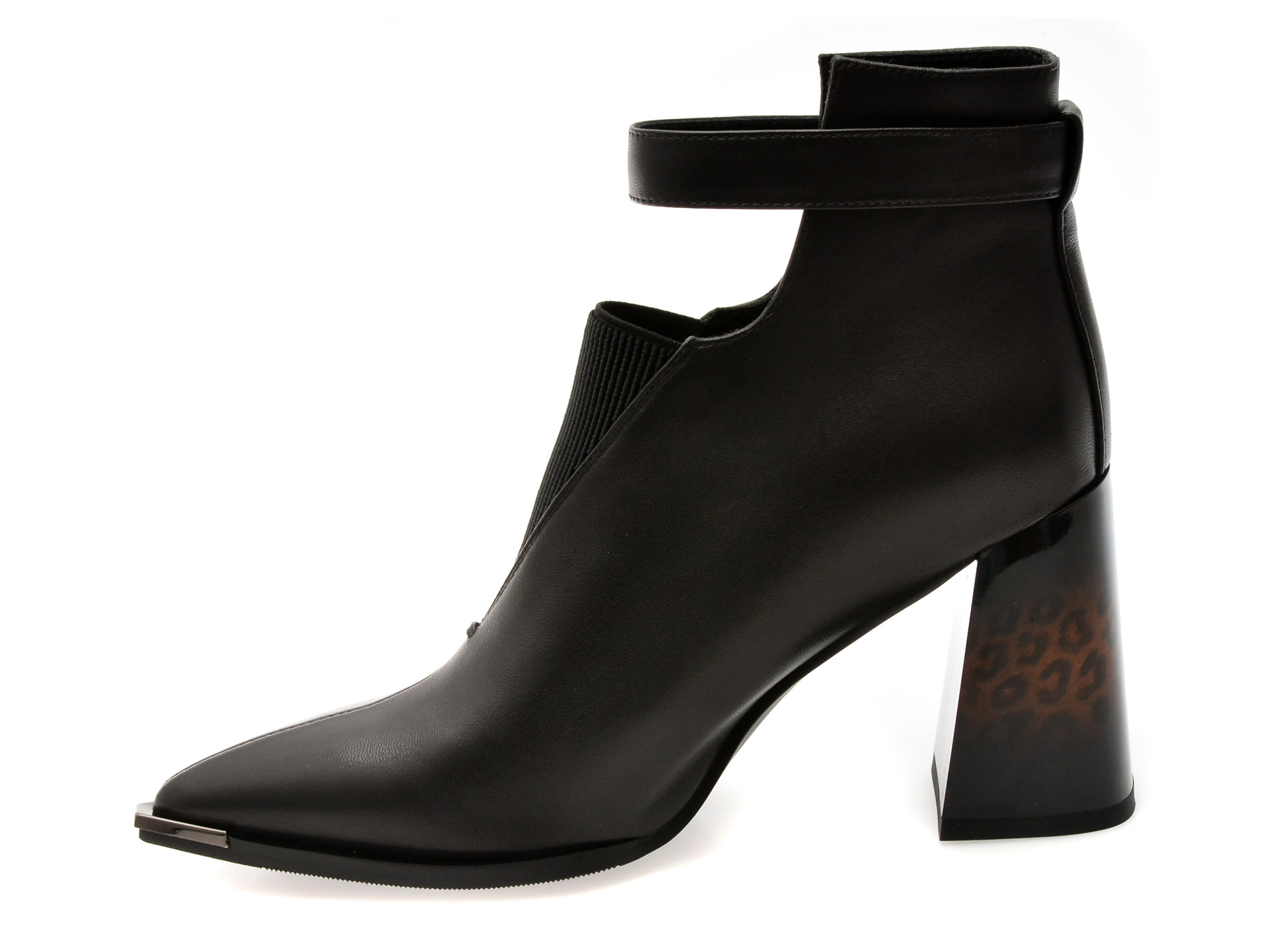 Botine elegante EPICA negre, J3925, din piele naturala