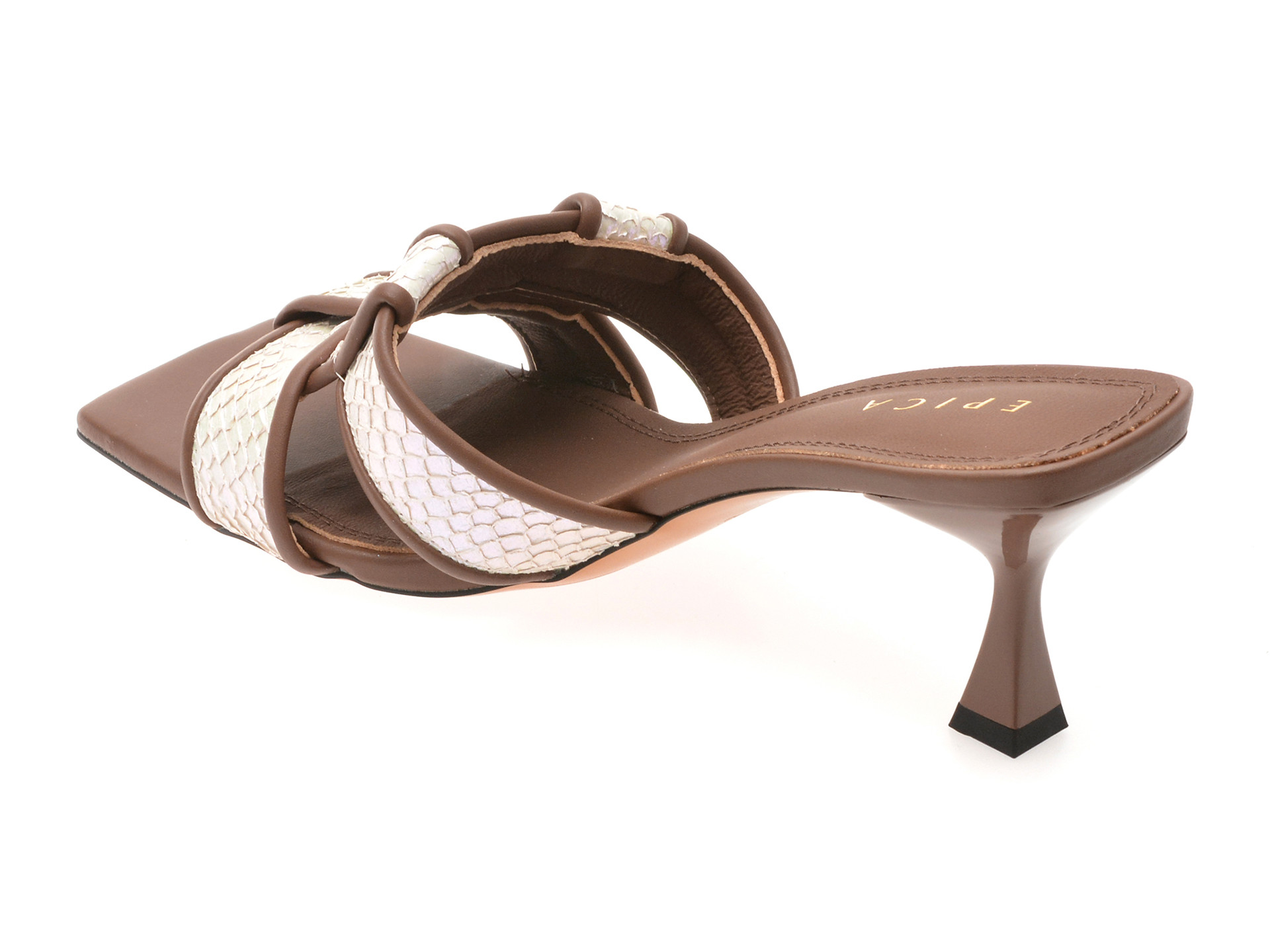 Papuci EPICA bej, L633, din piele naturala